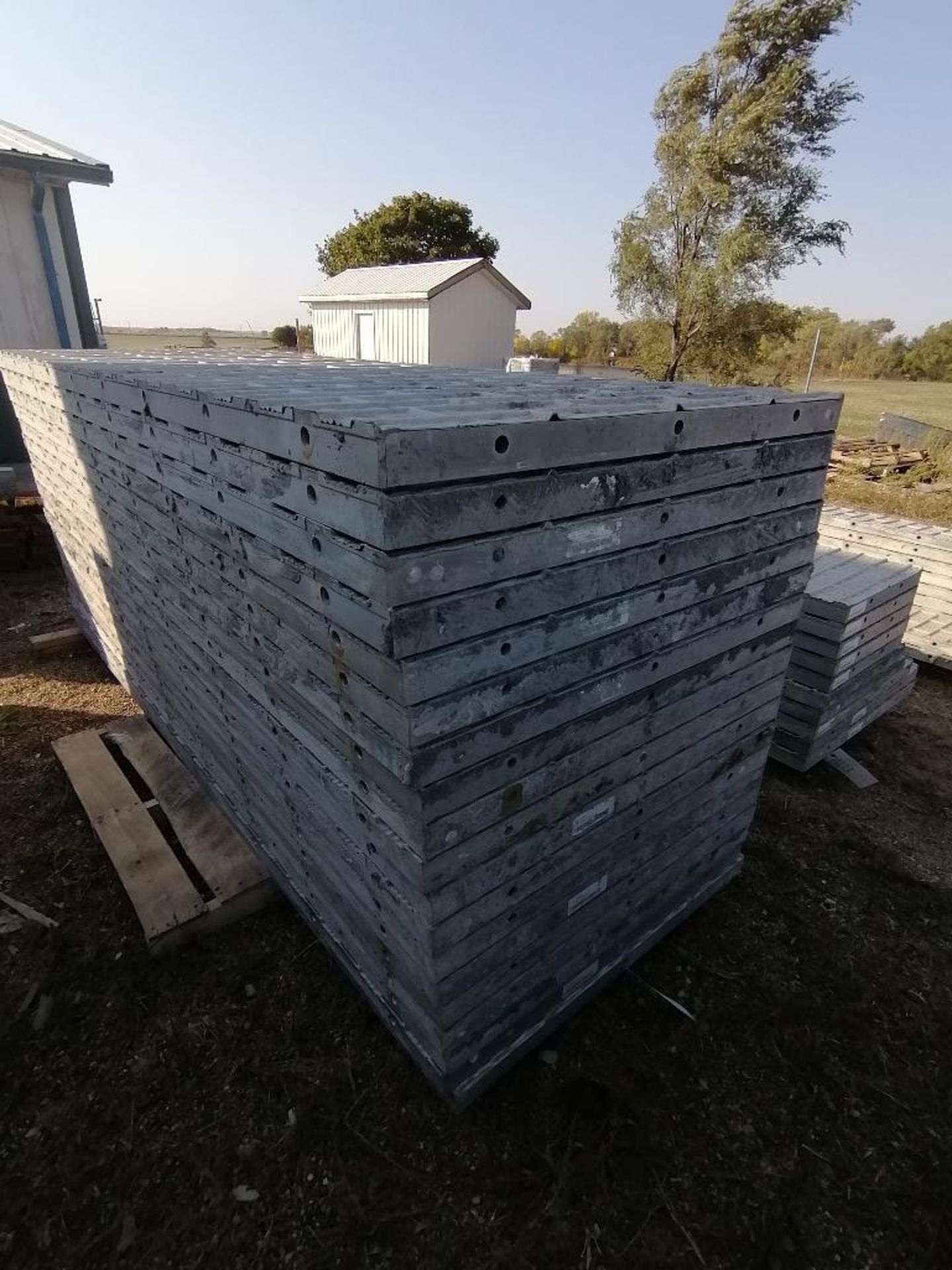 (19) 36" x 9' Precise Textured Brick Aluminum Concrete Forms 6-12 Hole Pattern. Located in Woodbine,