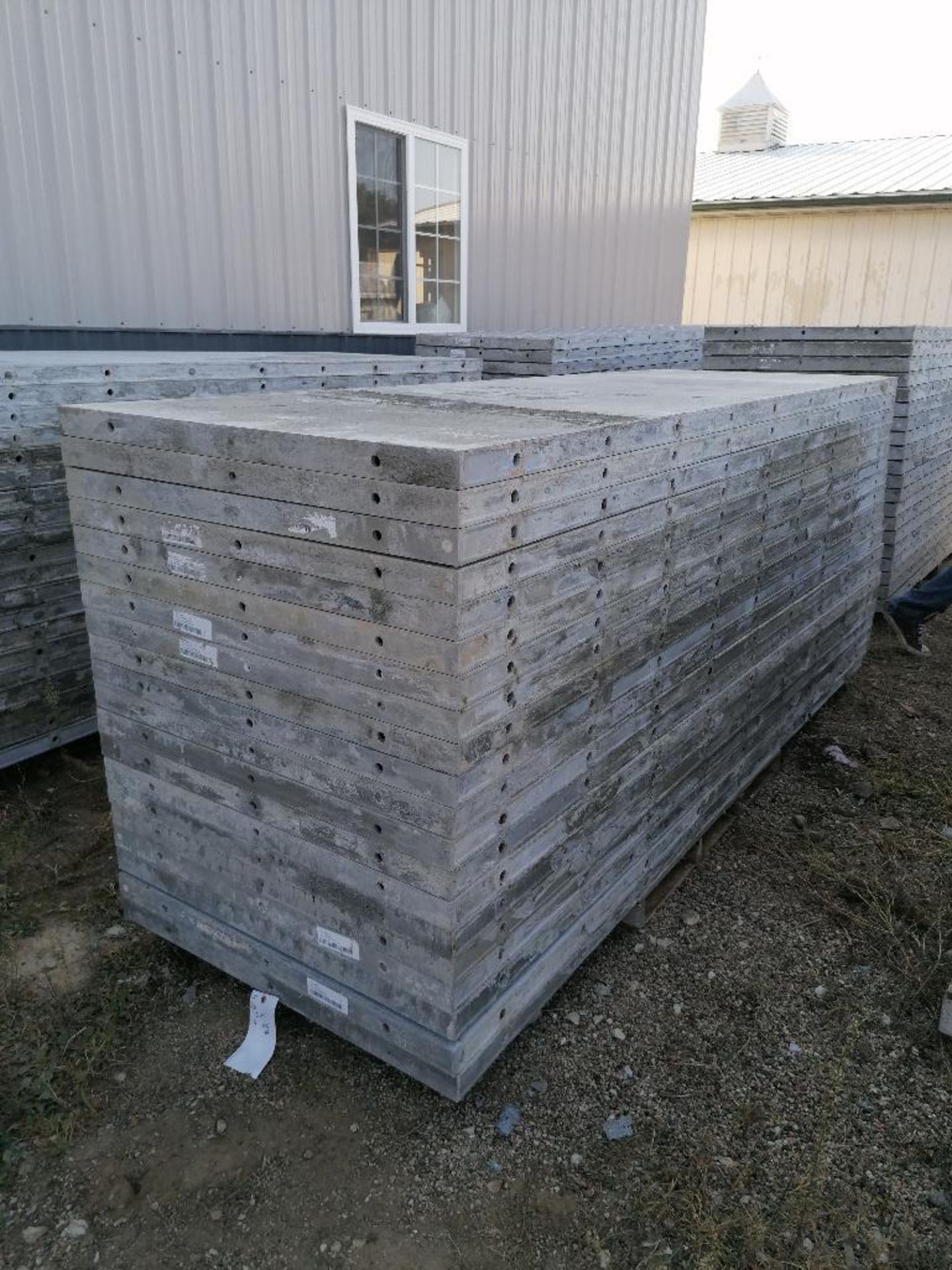 (20) 36" x 9' Precise Smooth Aluminum Concrete Forms 6-12 Hole Pattern. Located in Woodbine, IA