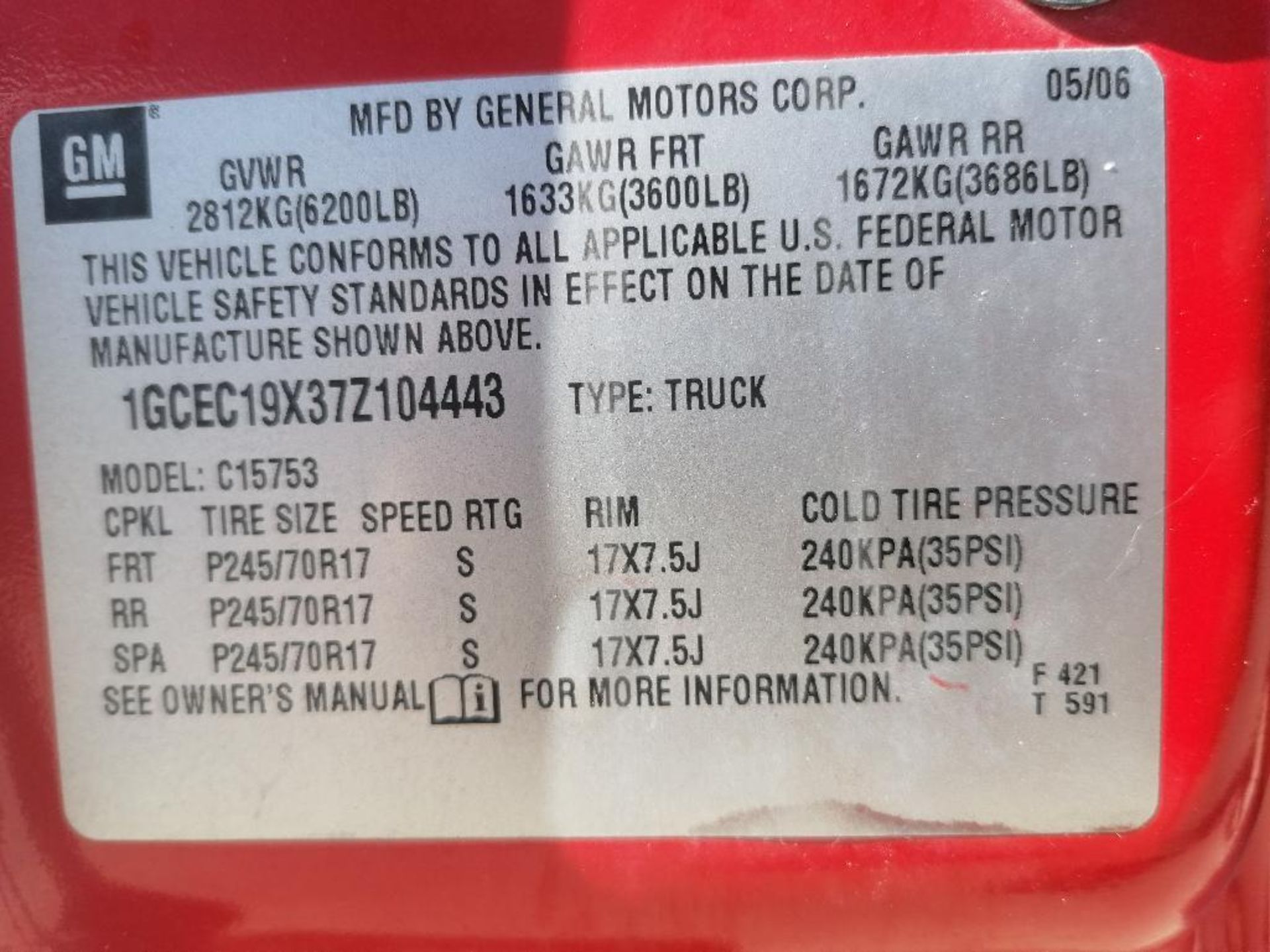 2007 Chevy Extended Cab Pickup Truck, VIN #1GCEC19X37Z104443, 232233 Miles, 4.3L Engine, Automatic - Image 6 of 24