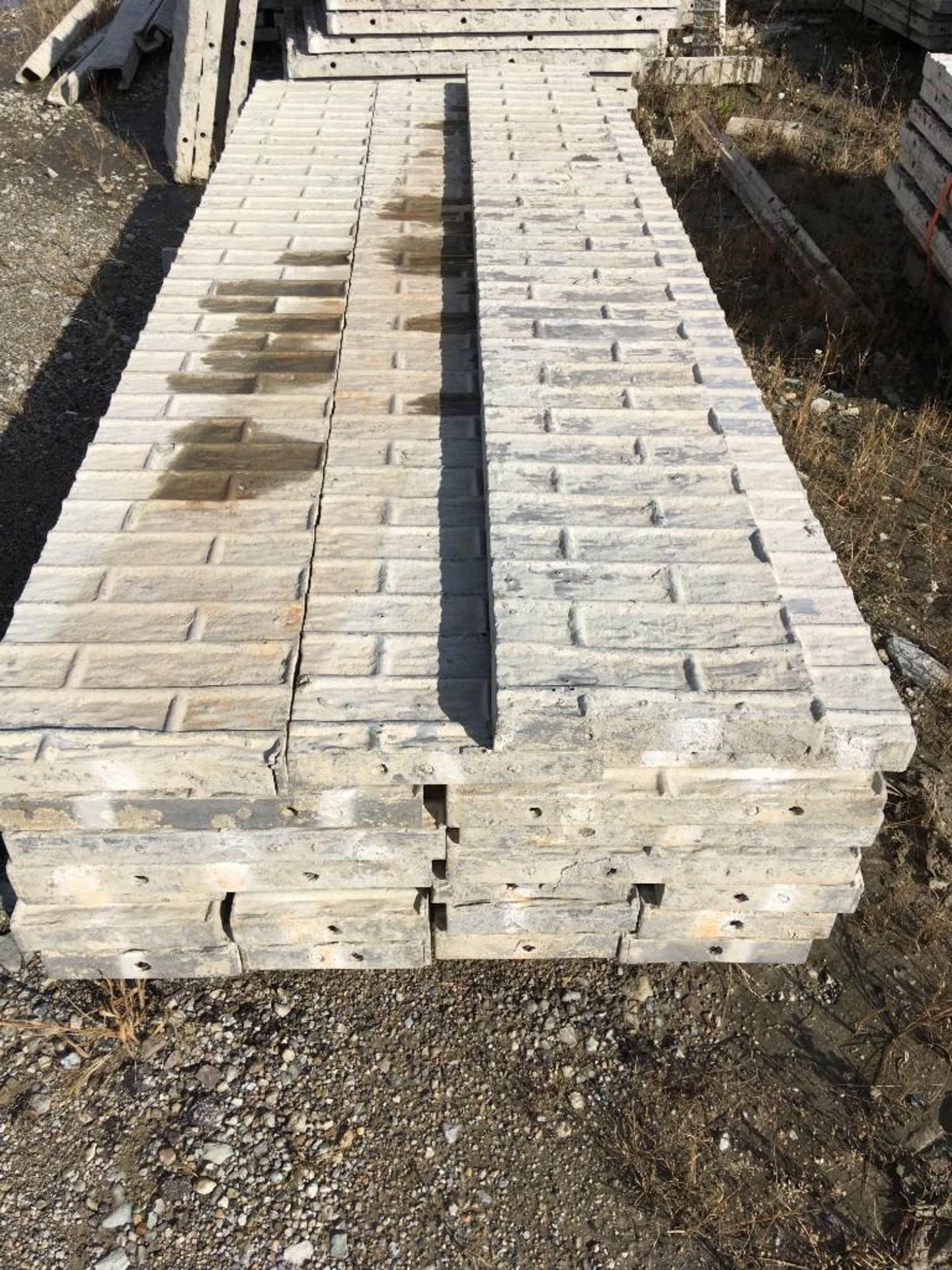 (6) 20" x 9', (4) 14" x 9' & (12) 10" x 9' Textured Brick Aluminum Concrete Forms 6-12 Hole