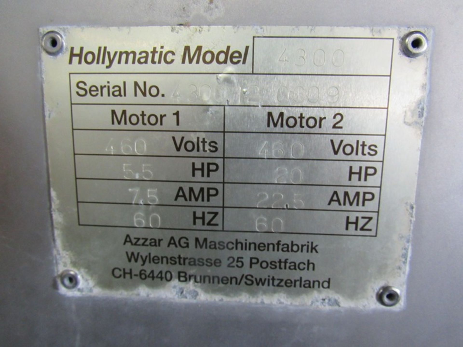 Hollymatic Mdl.; 4300 Mixer/Grinder, 6" head, on load cells, (no scale), with auger,missing ring, - Image 9 of 9