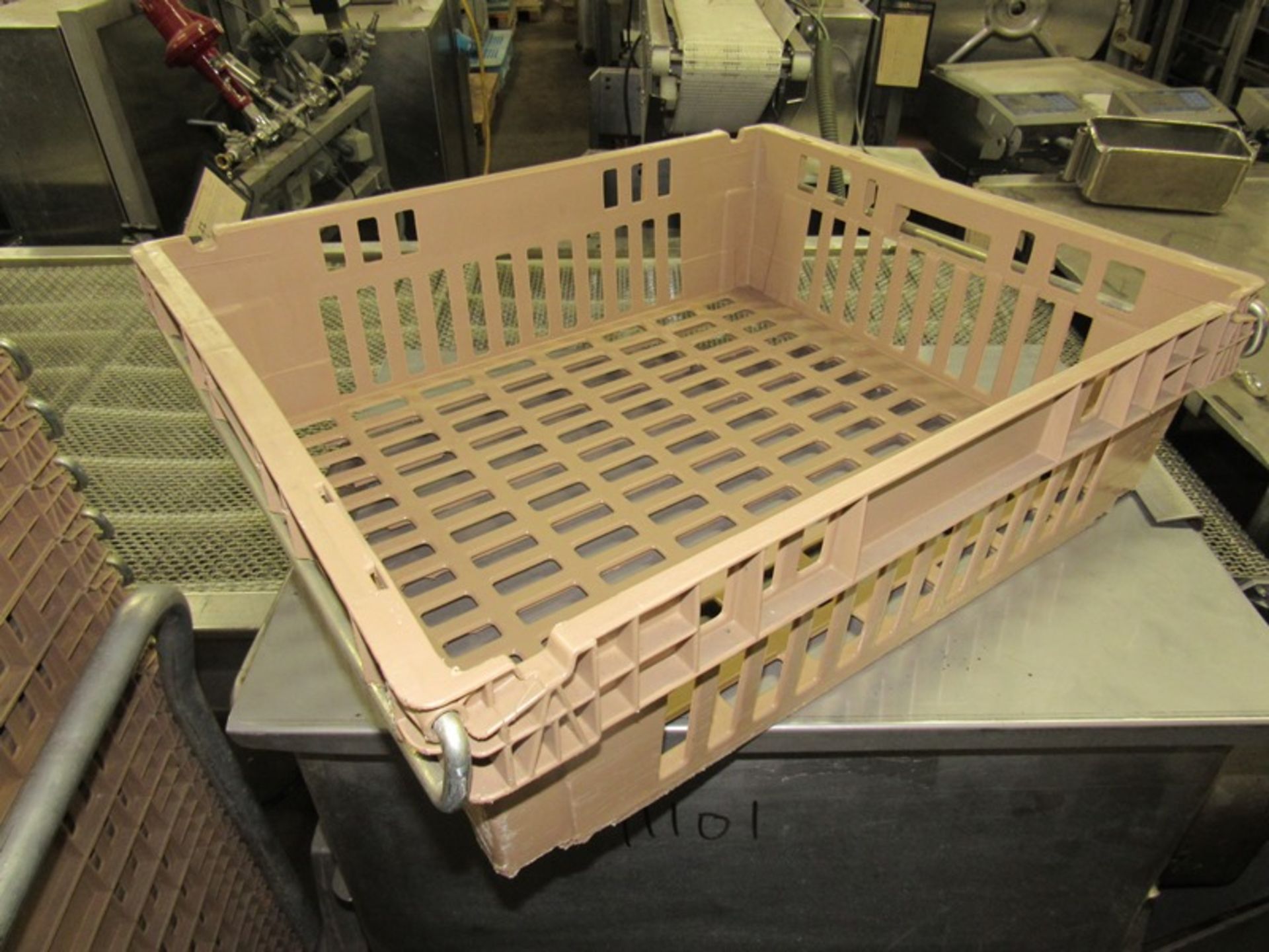 Koch Beige Meat Lugs, 18 1/2" W X 22" L X 6" D, w/aluminum cart;*** All Funds Must Be Received By - Image 2 of 2