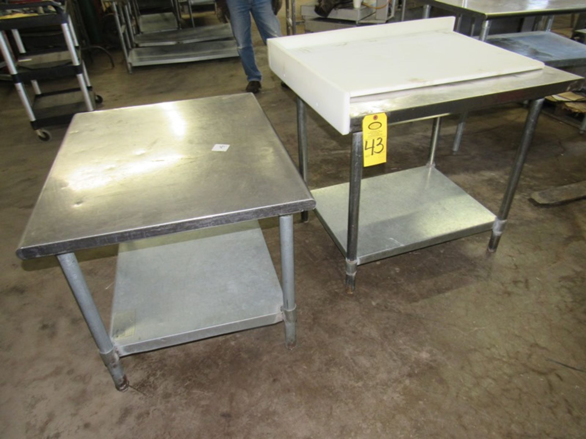 Lot (2) Stainless Steel Tables, (1) 30" W X 36" L X 36" T with bottom shelf (1) 30" W X 36" L X - Image 2 of 2