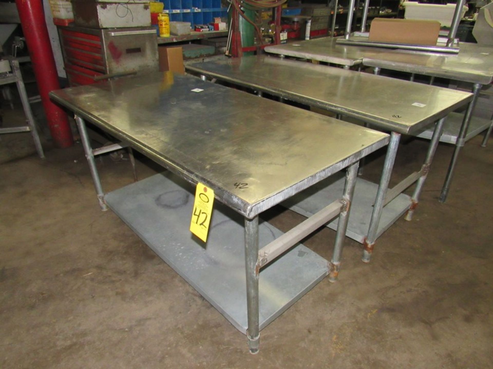 Stainless Steel Tables, 30" W X 5' L X 32" T with bottom shelf;*** All Funds Must Be Received By - Image 2 of 2