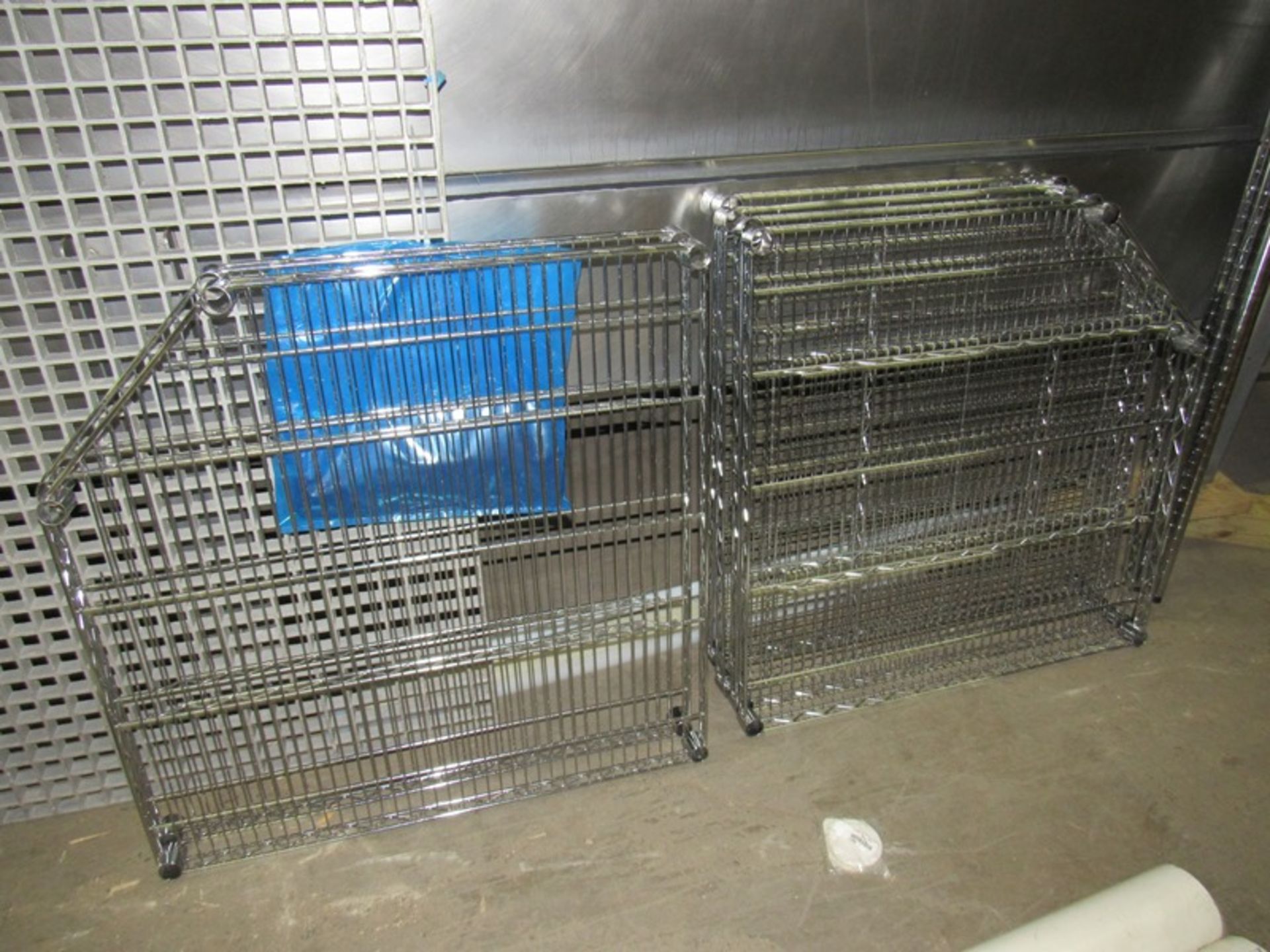 Lot;(1) Portable Rack, 28" W X 48" L X 55" T, (1) Rubbermaid plastic Cabinet, 2-doors, 4-shelves, 3' - Image 3 of 5