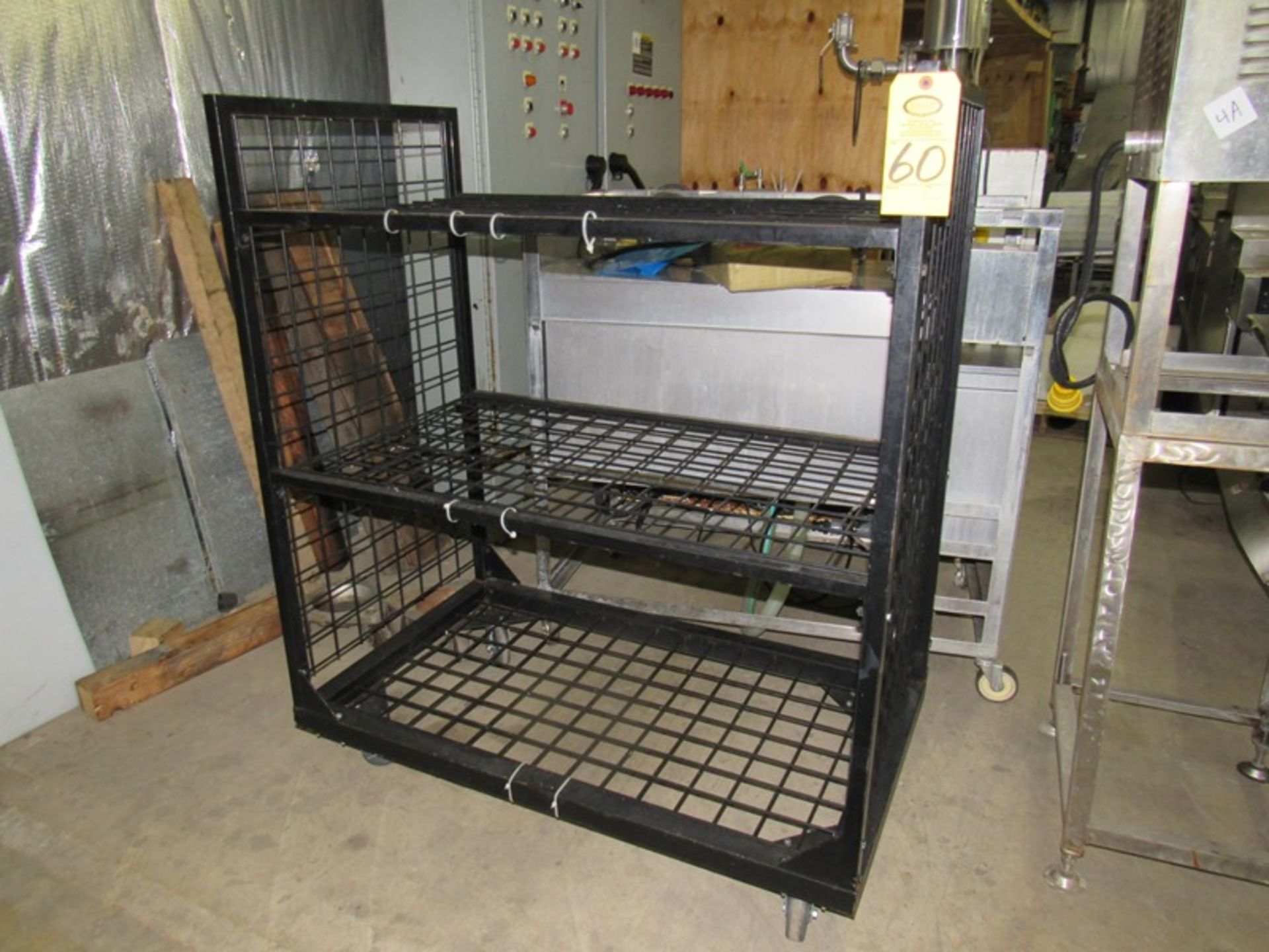 Lot;(1) Portable Rack, 28" W X 48" L X 55" T, (1) Rubbermaid plastic Cabinet, 2-doors, 4-shelves, 3'