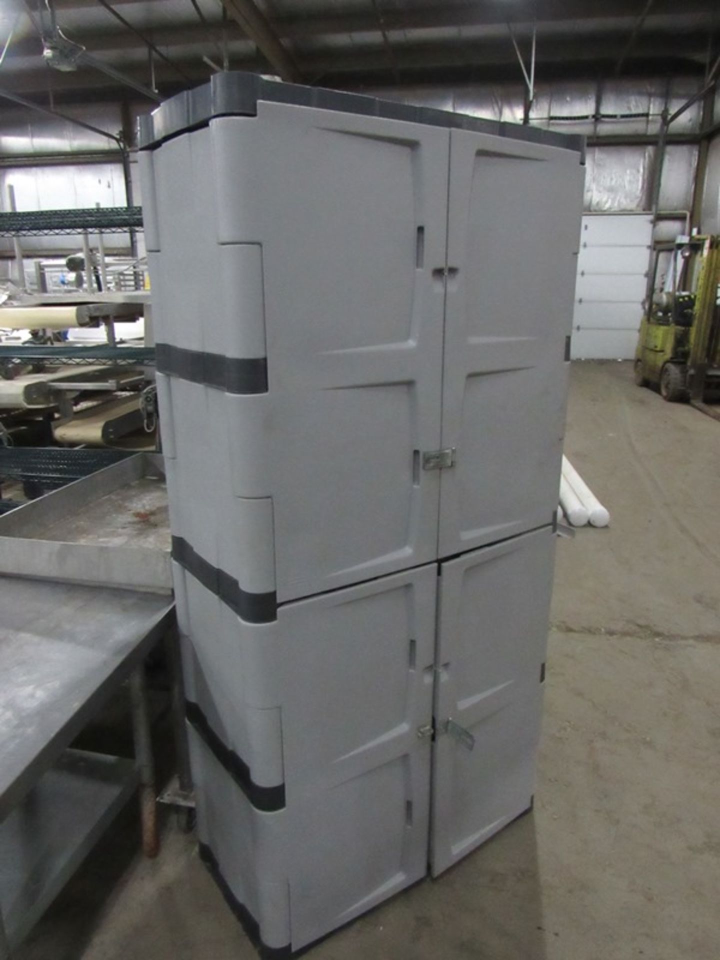 Lot;(1) Portable Rack, 28" W X 48" L X 55" T, (1) Rubbermaid plastic Cabinet, 2-doors, 4-shelves, 3' - Image 4 of 5