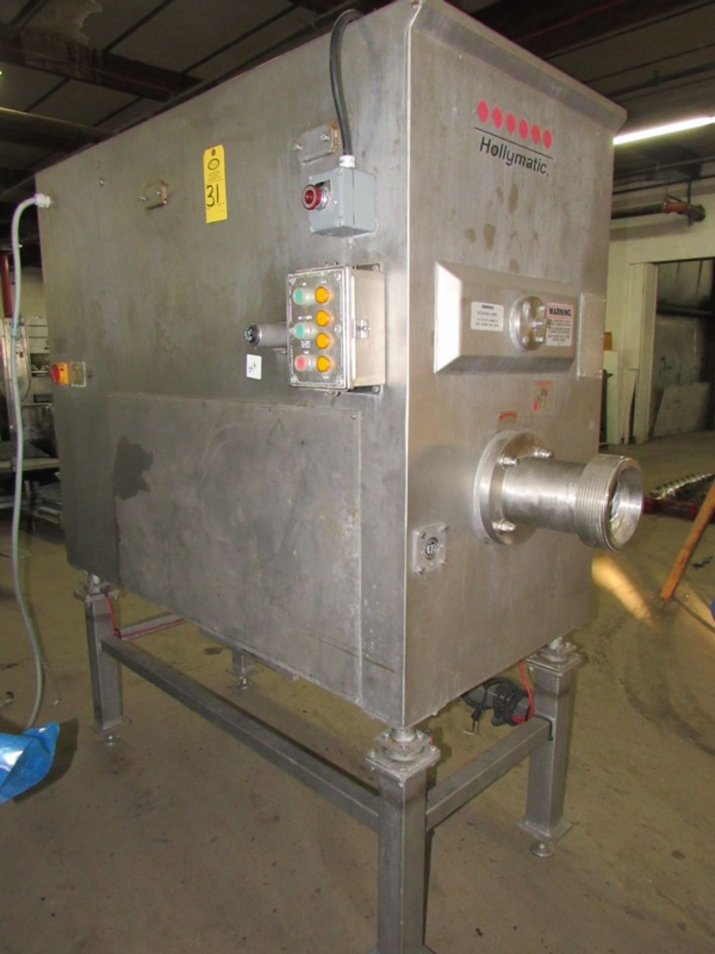 Hollymatic Mdl.; 4300 Mixer/Grinder, 6" head, on load cells, (no scale), with auger,missing ring,