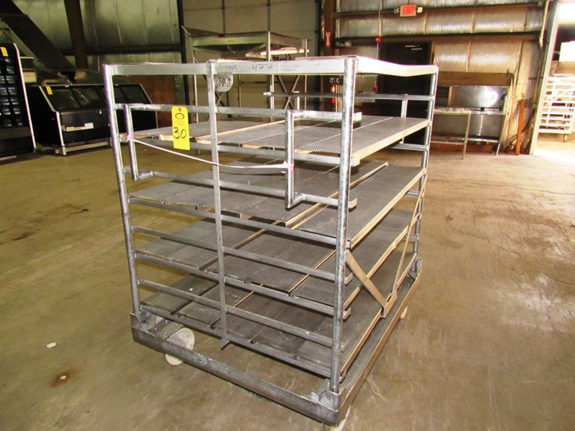 Stainless Steel Portable Racks, 43" W X 49" L X 61" T, 9 shelves, spaced 4 1/2" apart, 8" W X 48"