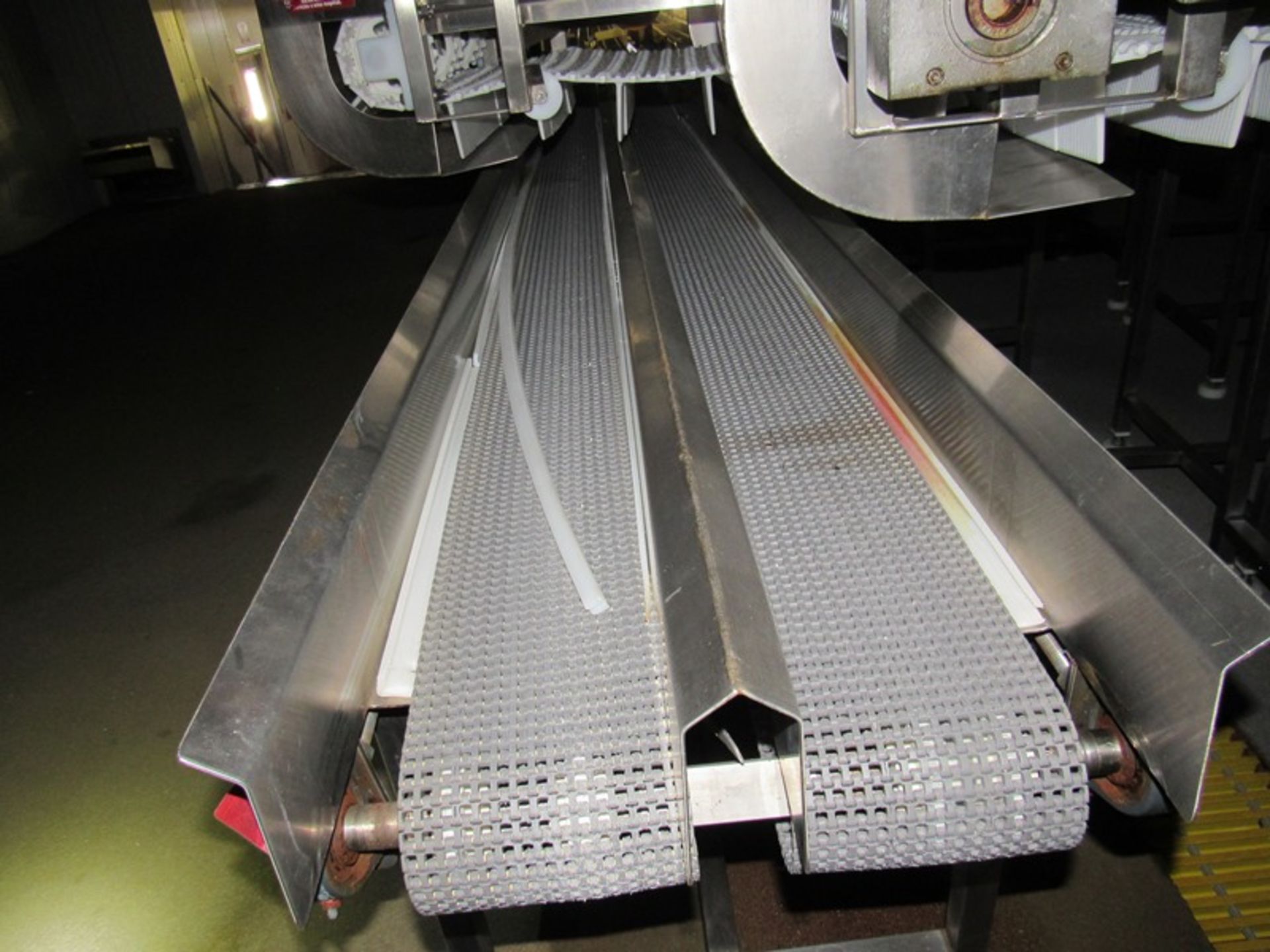 Stainless Steel Dual Lane Conveyor, 8" wide plastic belt X 18' L, 1 h.p. stainless steel motor, - Image 2 of 3