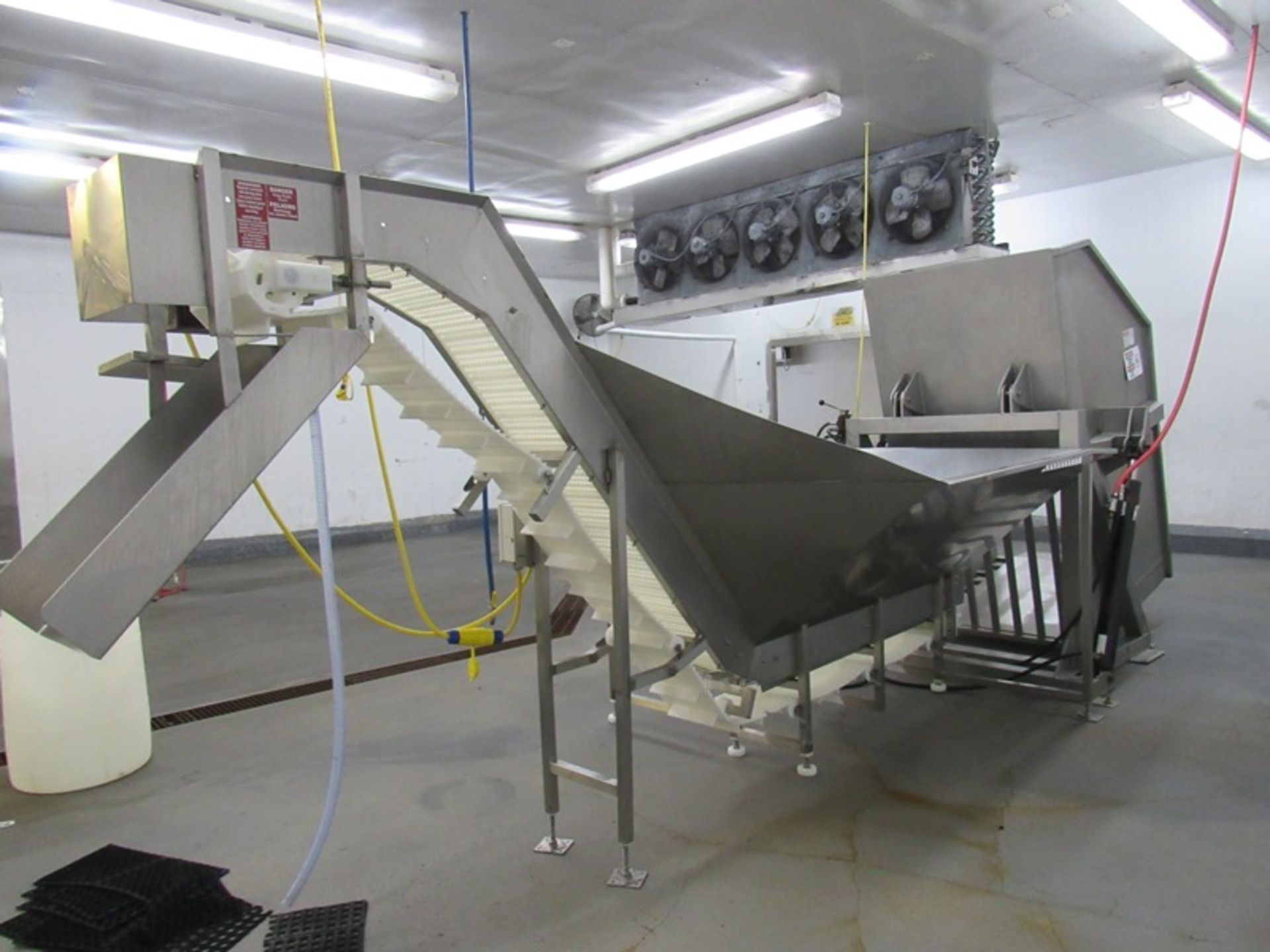 Stainless Steel Trough with incline conveyor, 6' W X 15' L X 4' D, 12" W X 13' L flighted belt, 2" H - Image 2 of 5