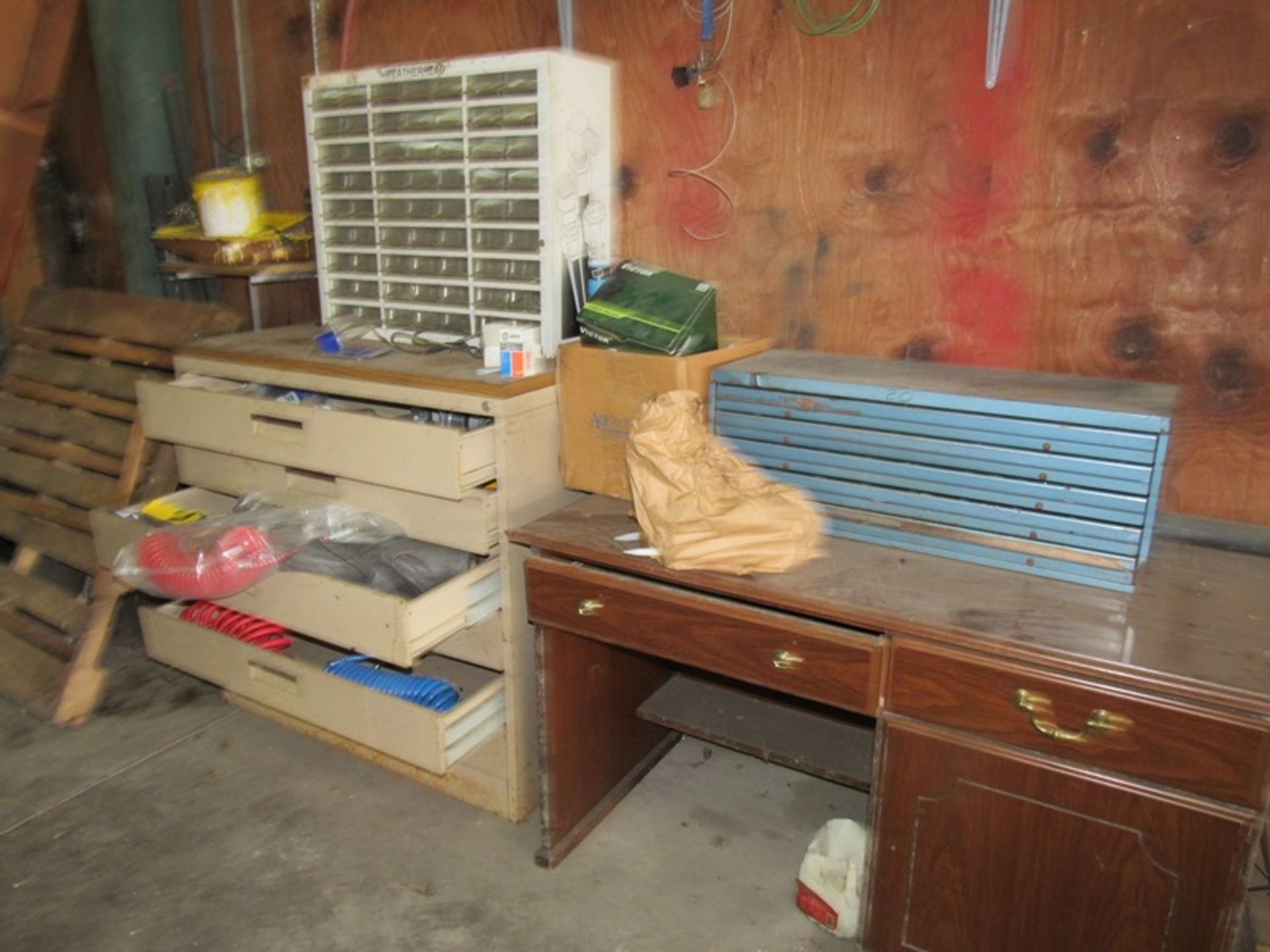 Lot Contents Garage: Refrigerators, 2-Wheel Cart, Benches, Misc. Motors, Hose Reels, Cabinets, - Image 22 of 27