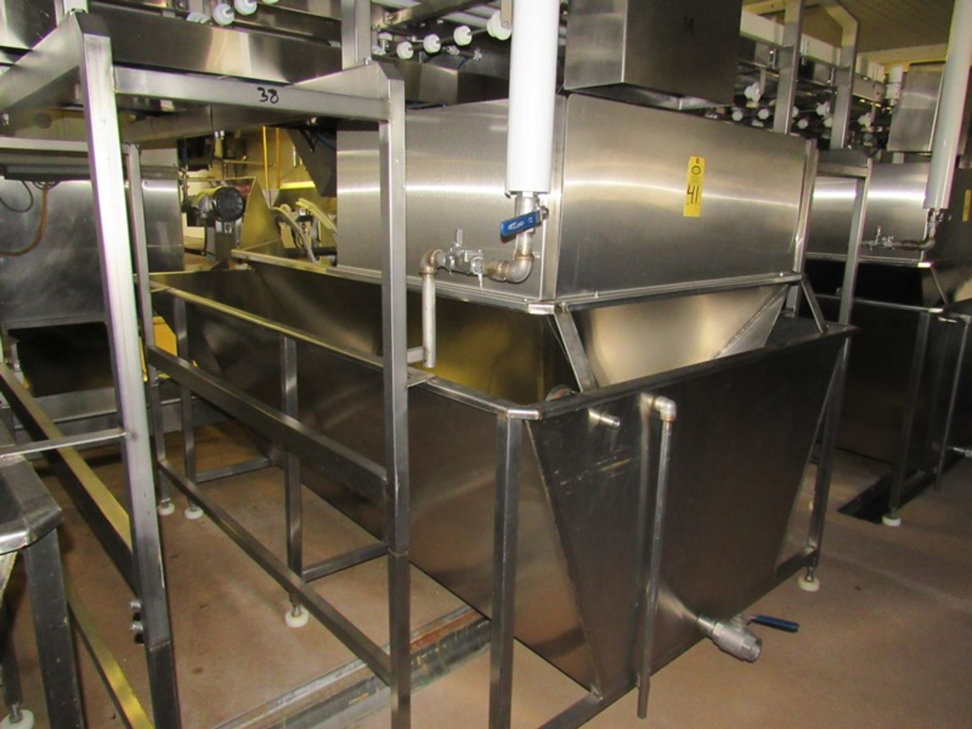 Stainless Steel Tank, 64" W X 112" L X 3' D with 16" W X 6' L incline conveyor (no belt), 1 h.p., - Image 2 of 4