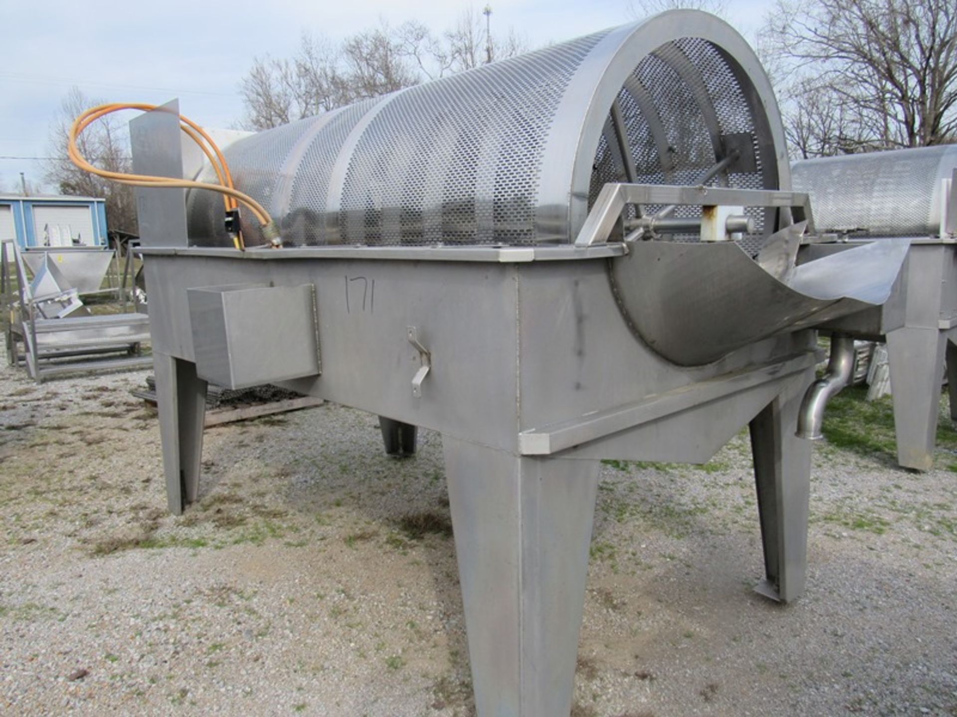 Stainless Steel Drum, 4' Dia. X 9' L in stainless steel hopper, 5' W X 9' L X 3' D (Required Loading - Image 2 of 4