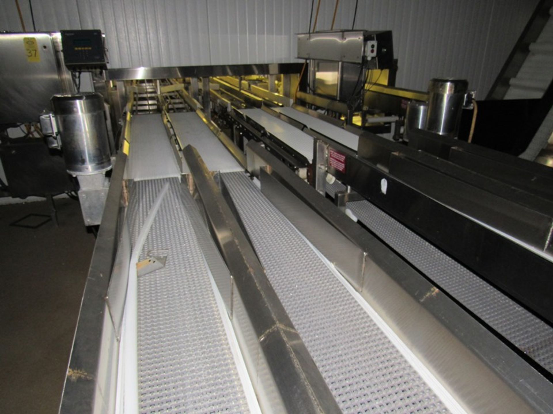 Stainless Steel Dual Lane Conveyor, 8" wide plastic belt X 18' L, 1 h.p. stainless steel motor, - Image 3 of 3