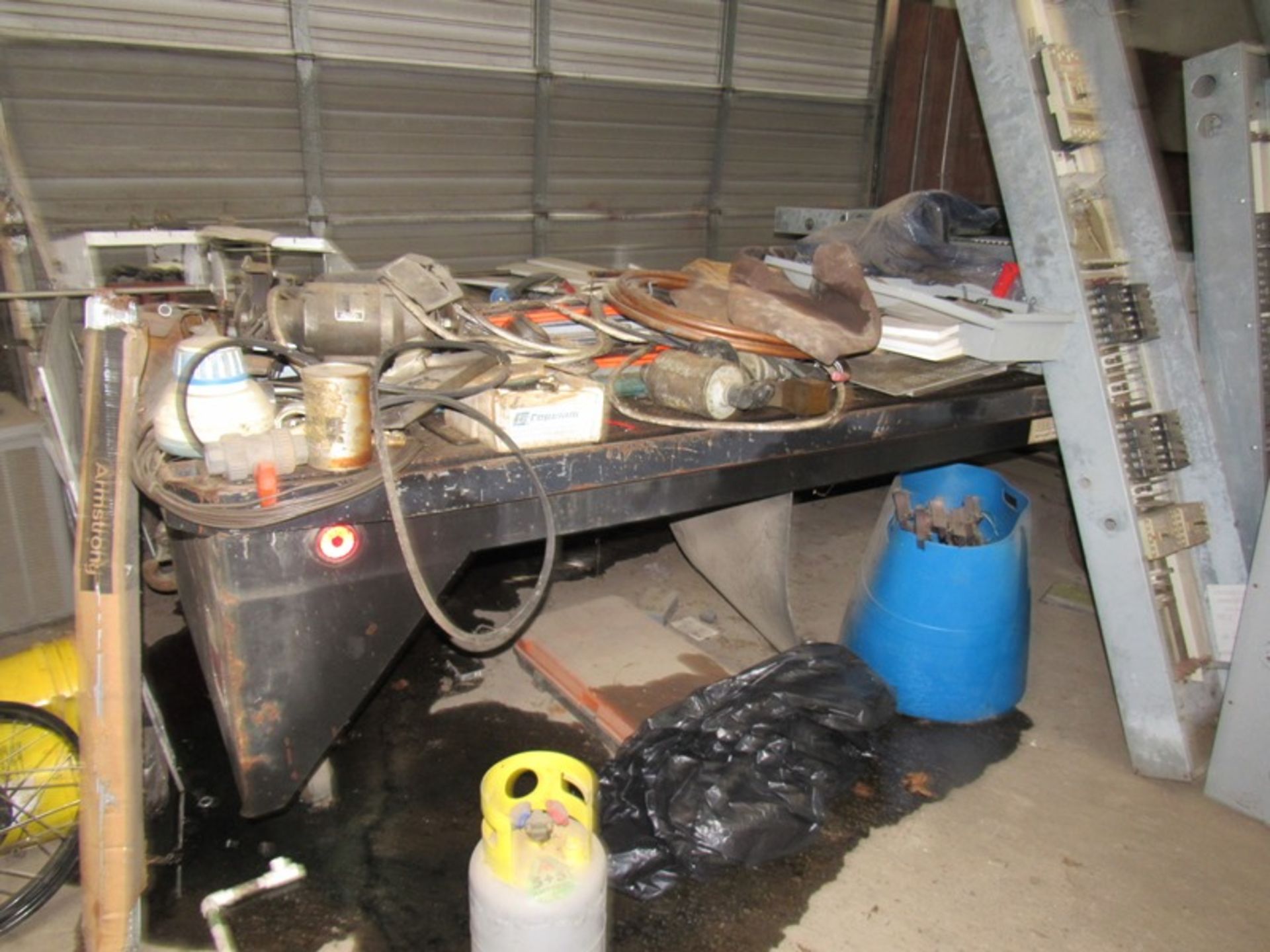 Lot Contents Garage: Refrigerators, 2-Wheel Cart, Benches, Misc. Motors, Hose Reels, Cabinets, - Image 9 of 27