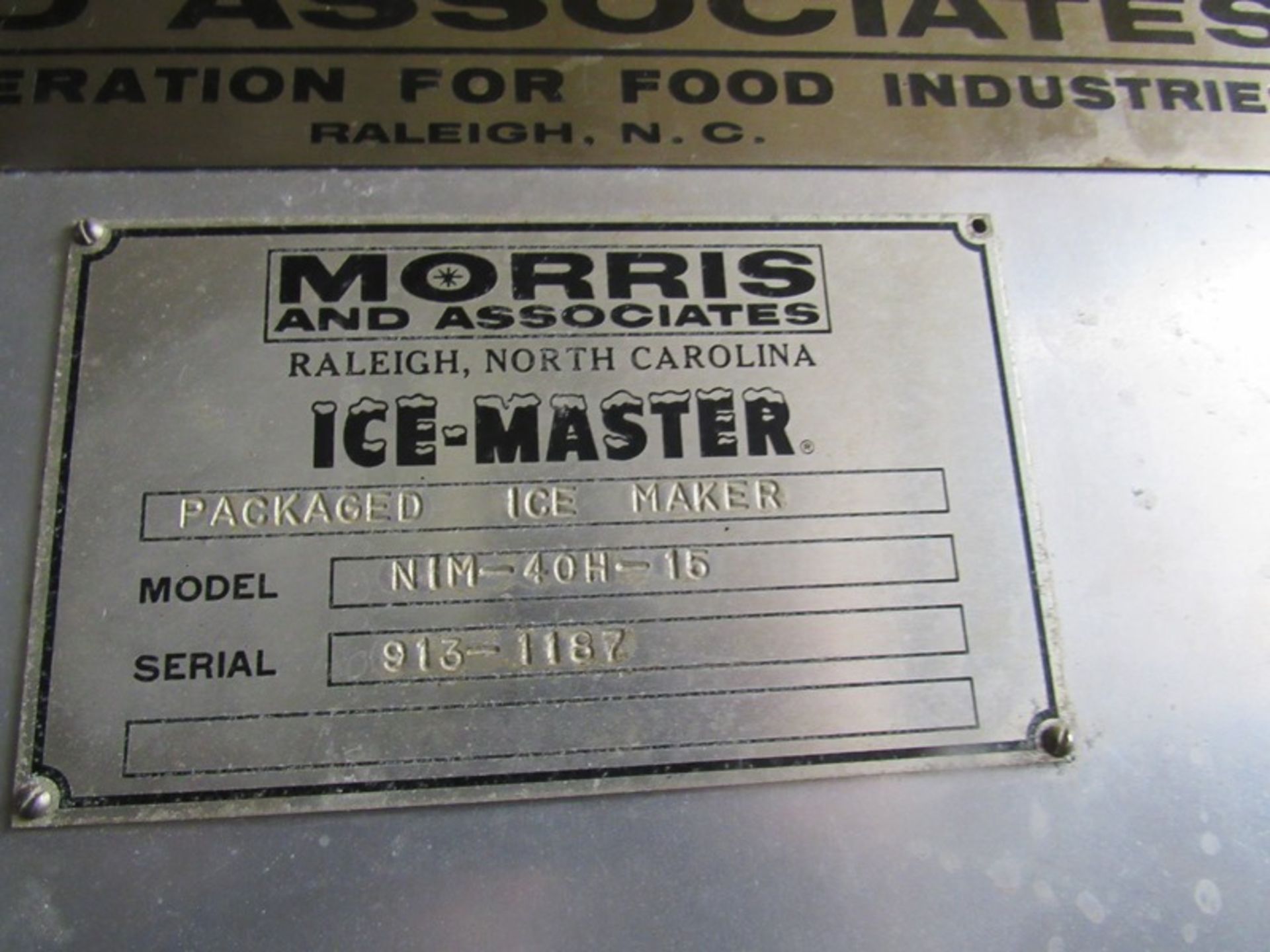 Morris Mdl. NIM40H-15 Packaged Ice Maker, Ser. #913-1187 ( (CAN BE REMOVED BY REMOVING A WALL COST - Image 3 of 3