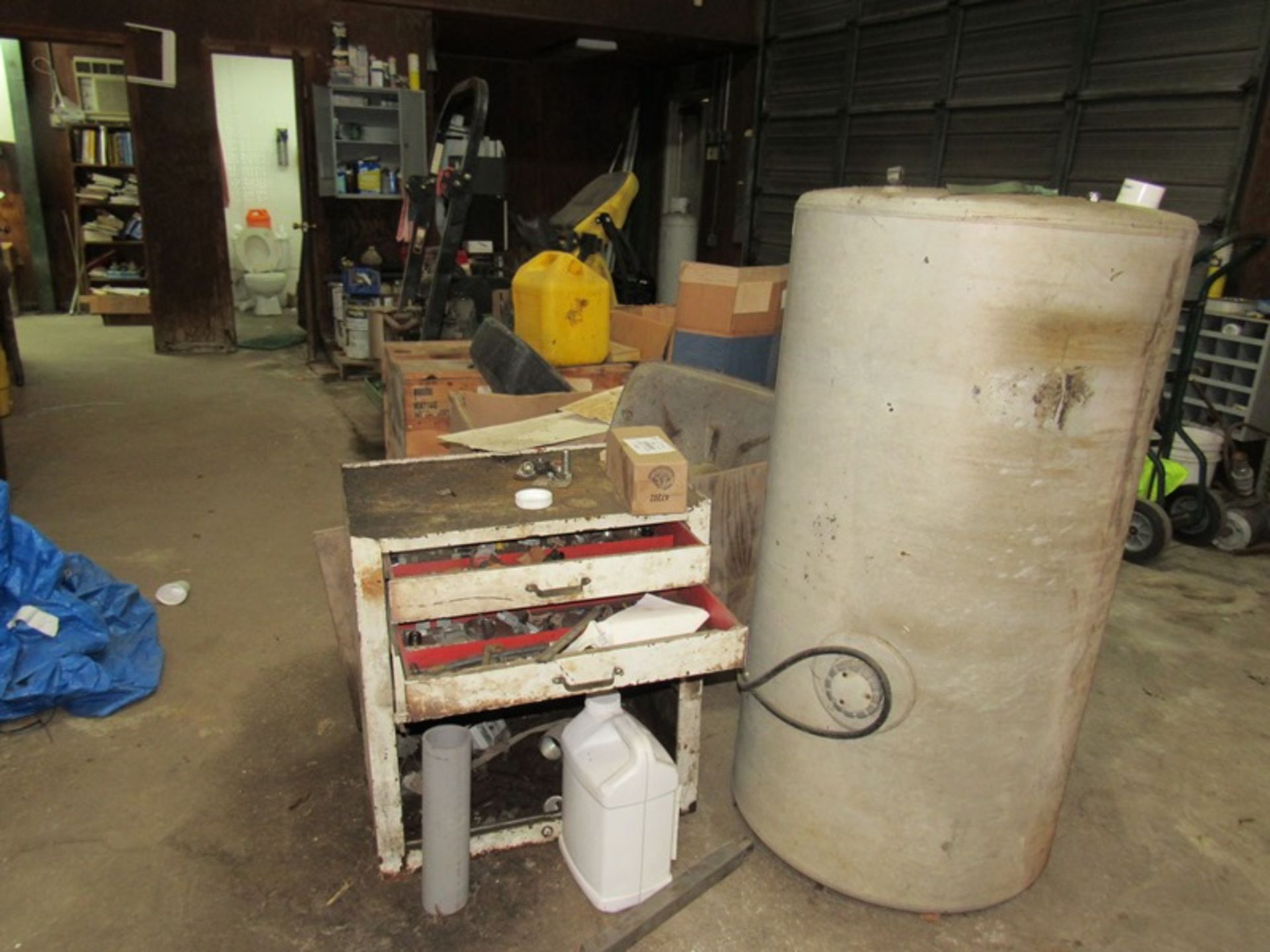 Lot Contents Garage: Refrigerators, 2-Wheel Cart, Benches, Misc. Motors, Hose Reels, Cabinets, - Image 6 of 27