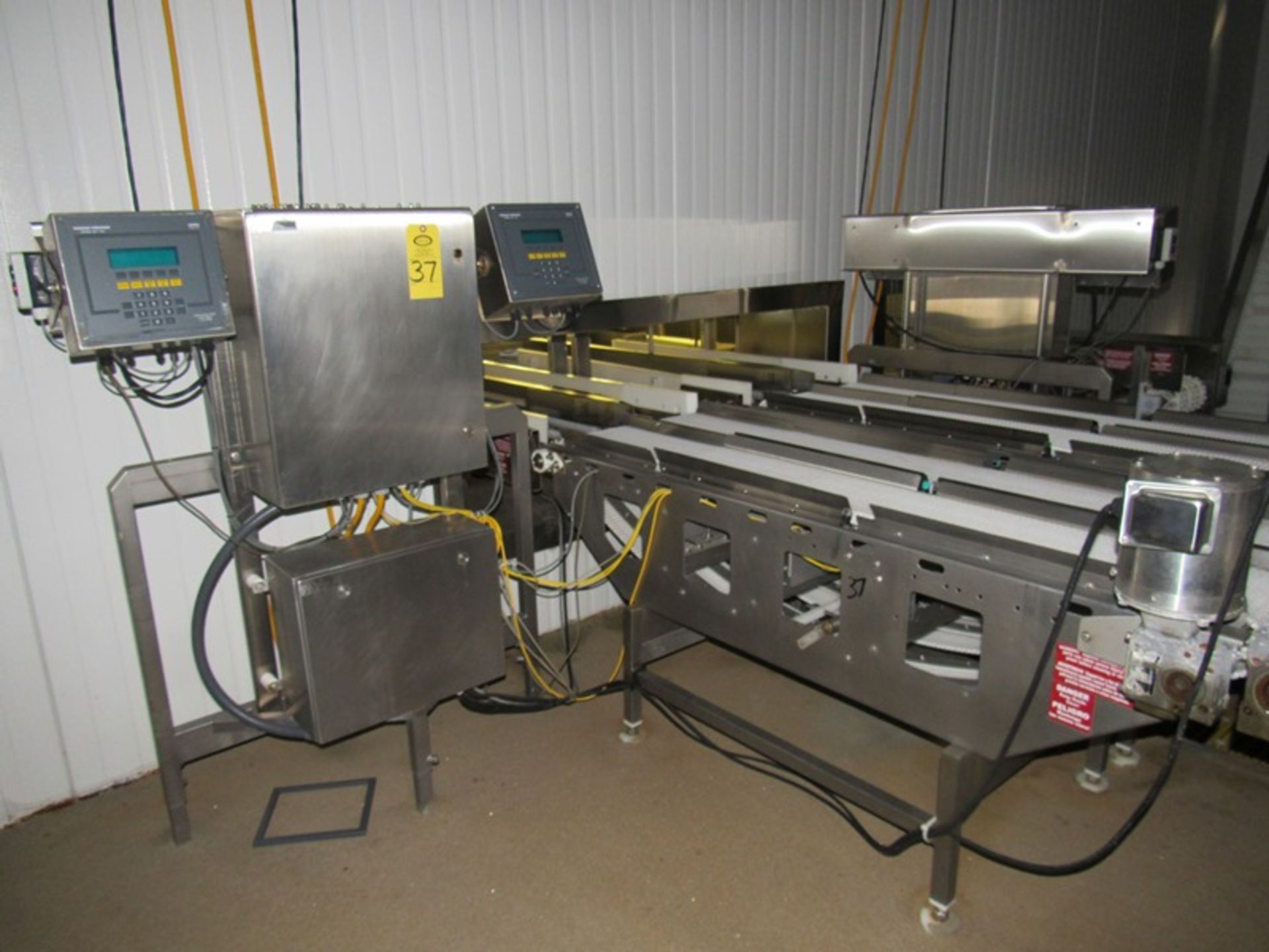 Stainless Steel Dual Lane Inline Checkweigher, 9" wide plastic belts 6' L, Weigh-Tronix Mdl. WI-