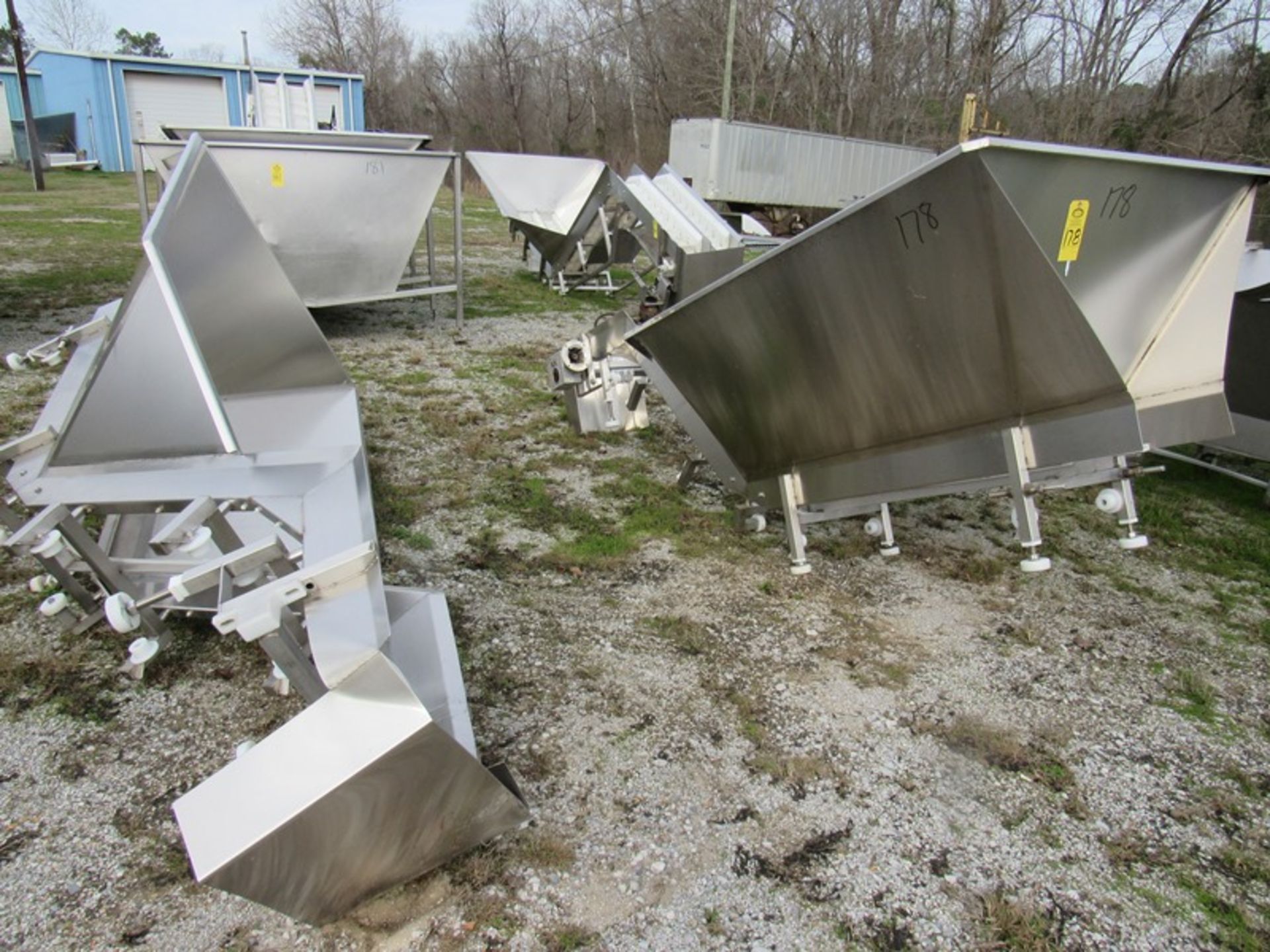 Lot (2) Stainless Steel Incline Conveyor Frames, 16" W X 10' L in hopper, 3' W X 5' L X 3' D, no - Image 2 of 2