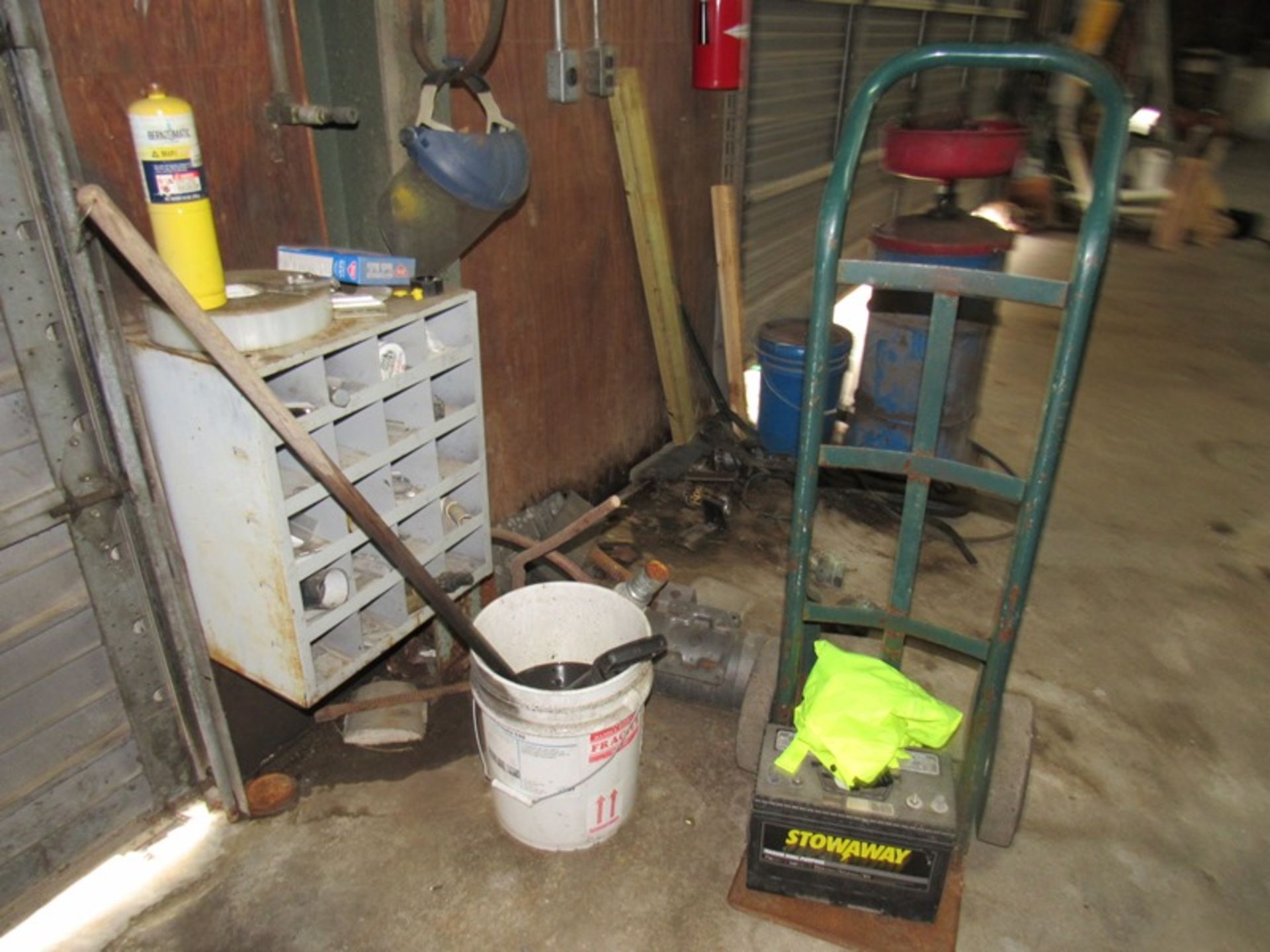 Lot Contents Garage: Refrigerators, 2-Wheel Cart, Benches, Misc. Motors, Hose Reels, Cabinets, - Image 4 of 27