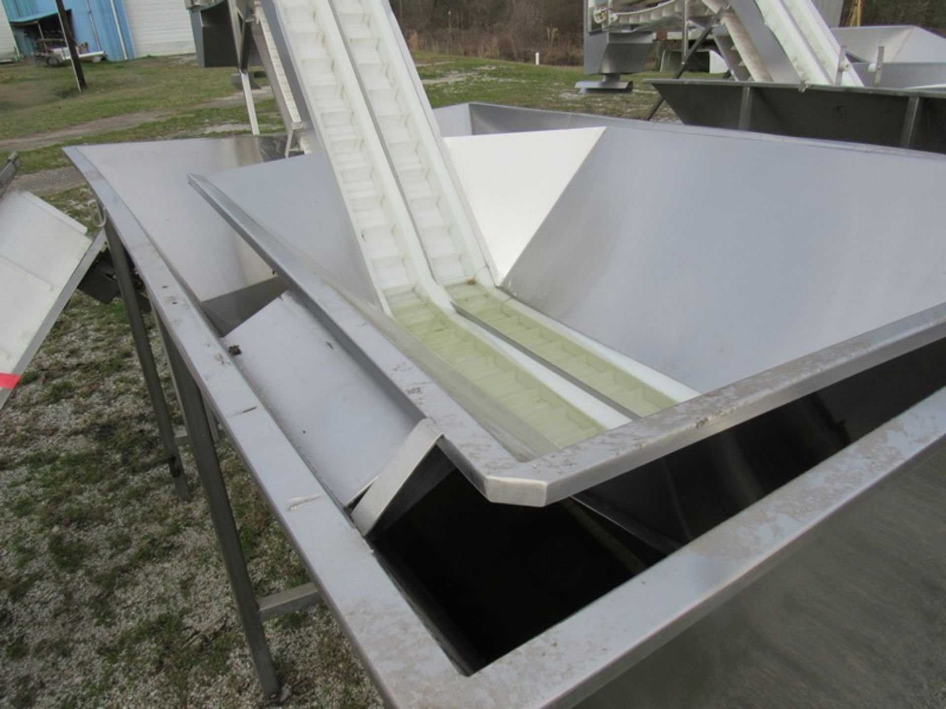 Stainless Steel Incline Double Conveyor, flighted plastic belt, 6" W X 16' L, 3" H flights, spaced - Image 3 of 5