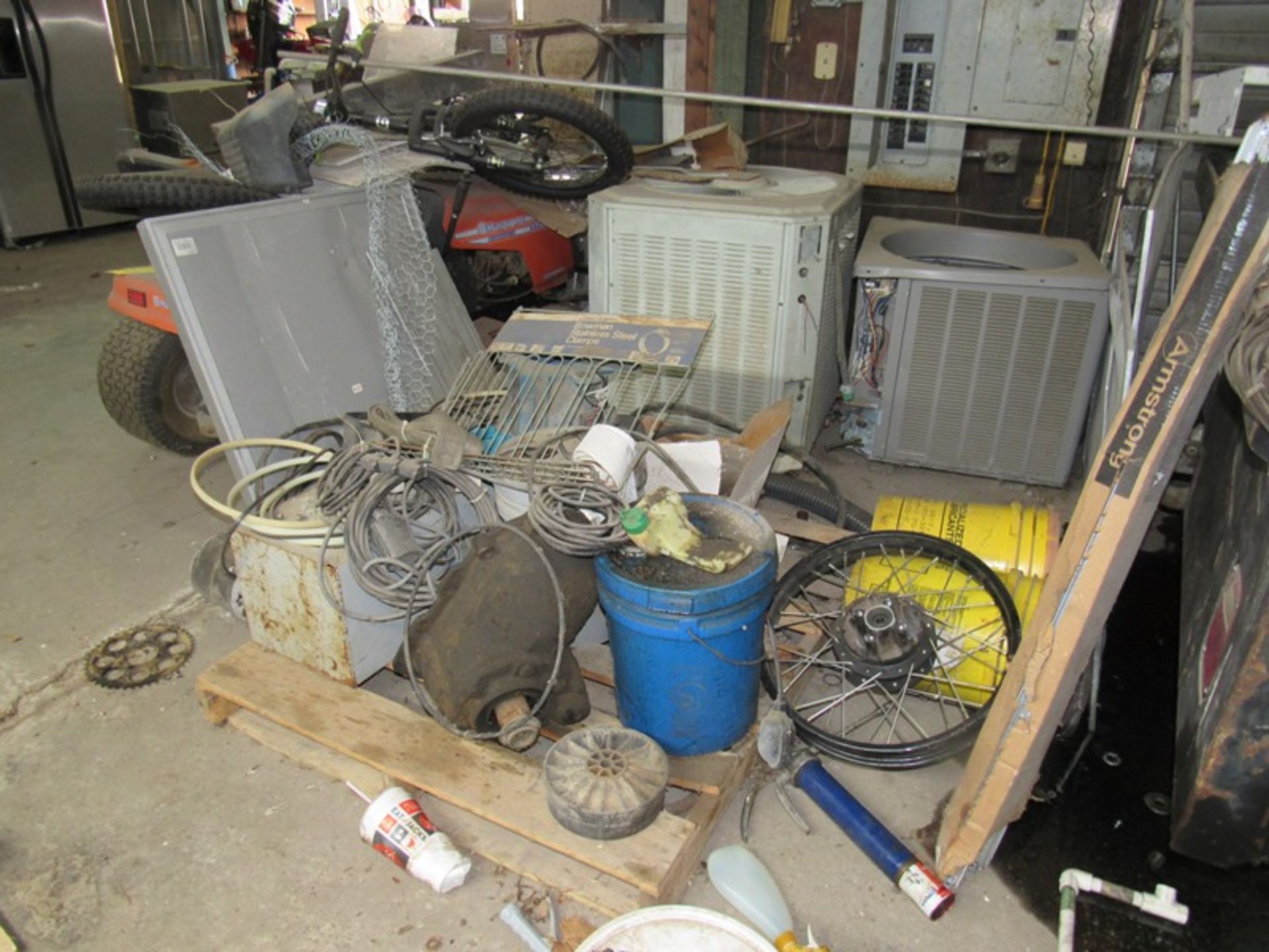 Lot Contents Garage: Refrigerators, 2-Wheel Cart, Benches, Misc. Motors, Hose Reels, Cabinets, - Image 10 of 27