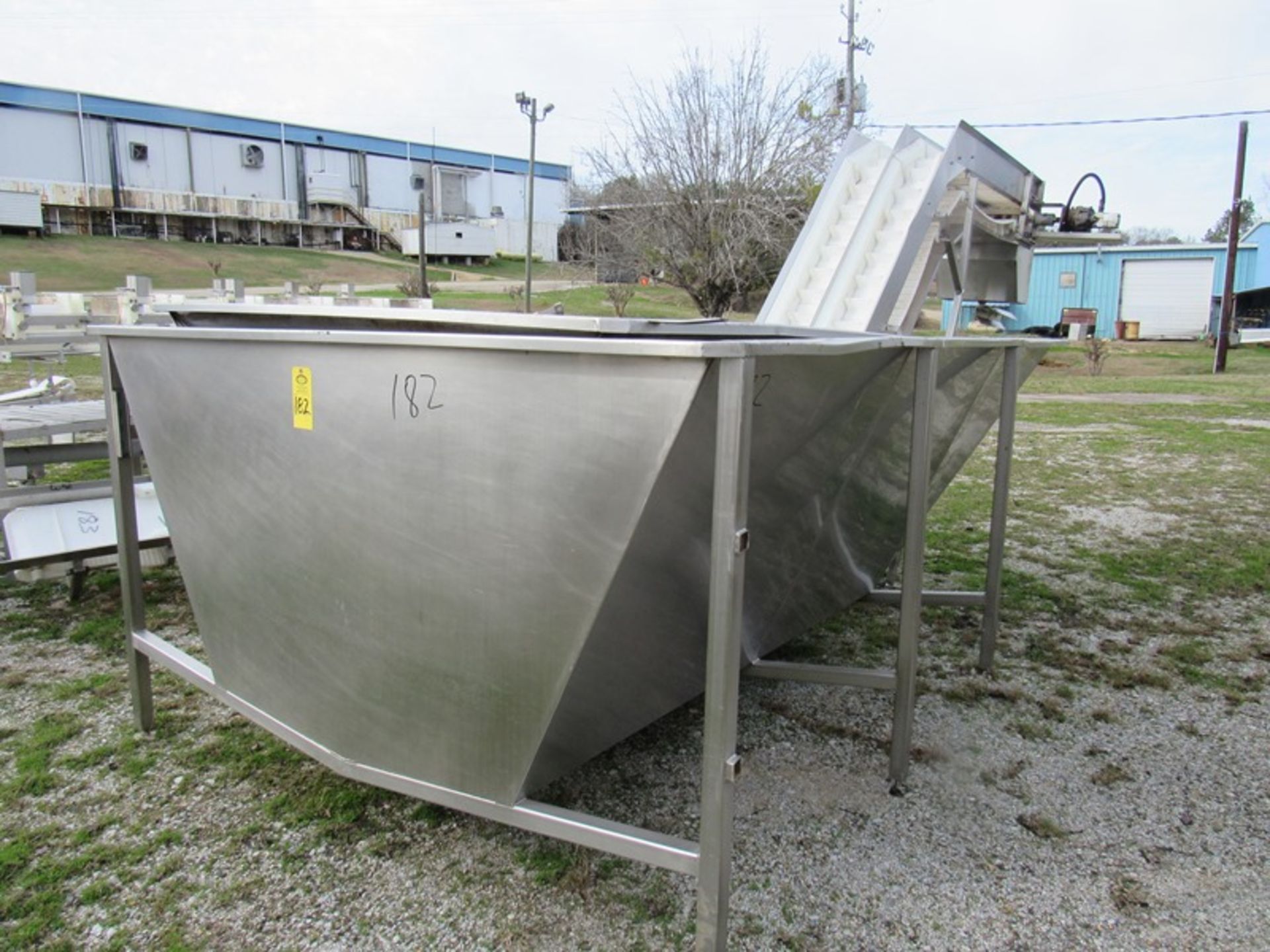 Stainless Steel Incline Double Conveyor, flighted plastic belt, 6" W X 16' L, 3" H flights, spaced