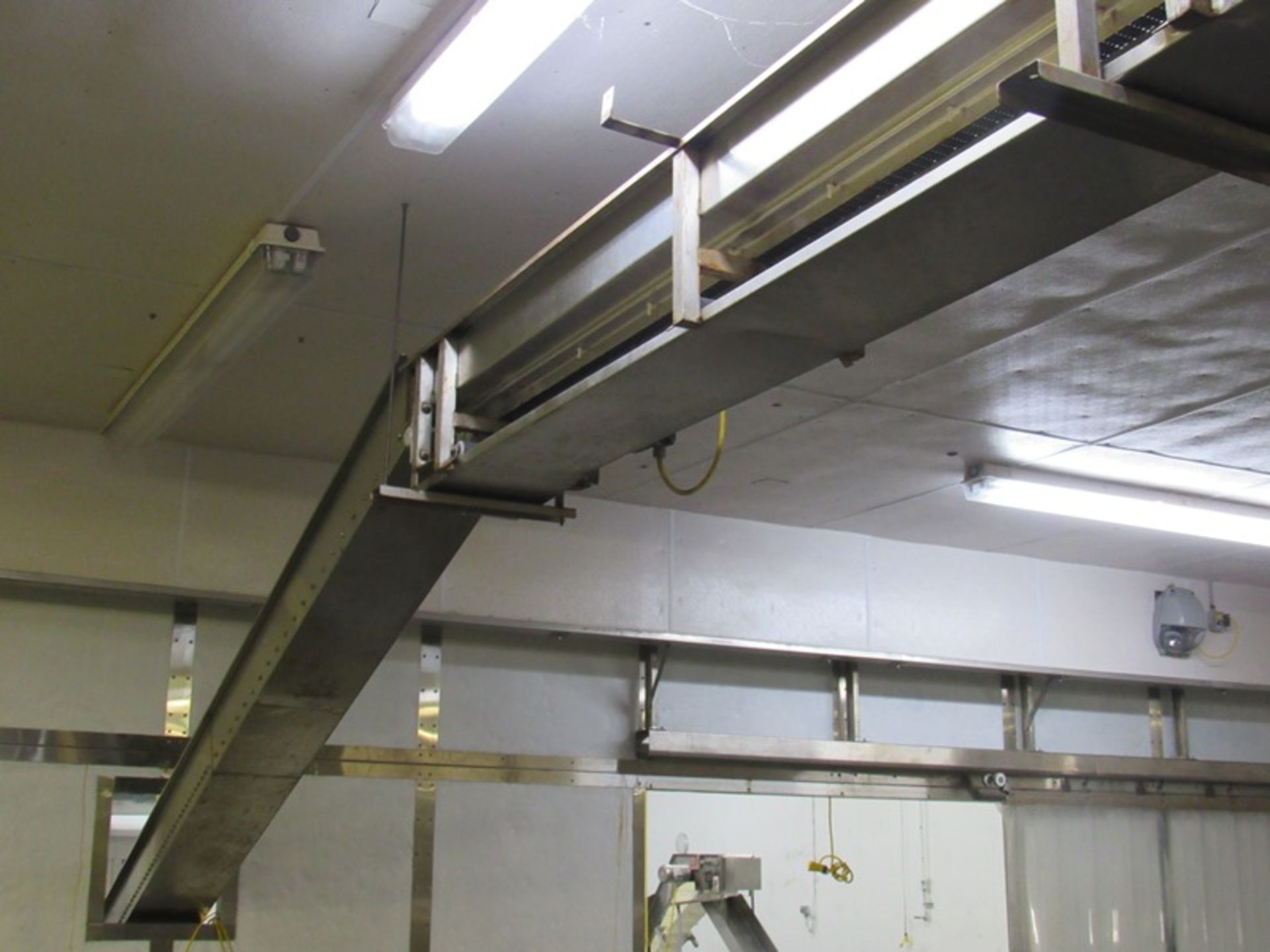 Stainless Steel Ceiling Suspend Conveyor, 12" W X 90' L, 1 h.p. motor, incline/decline (Required - Image 6 of 10
