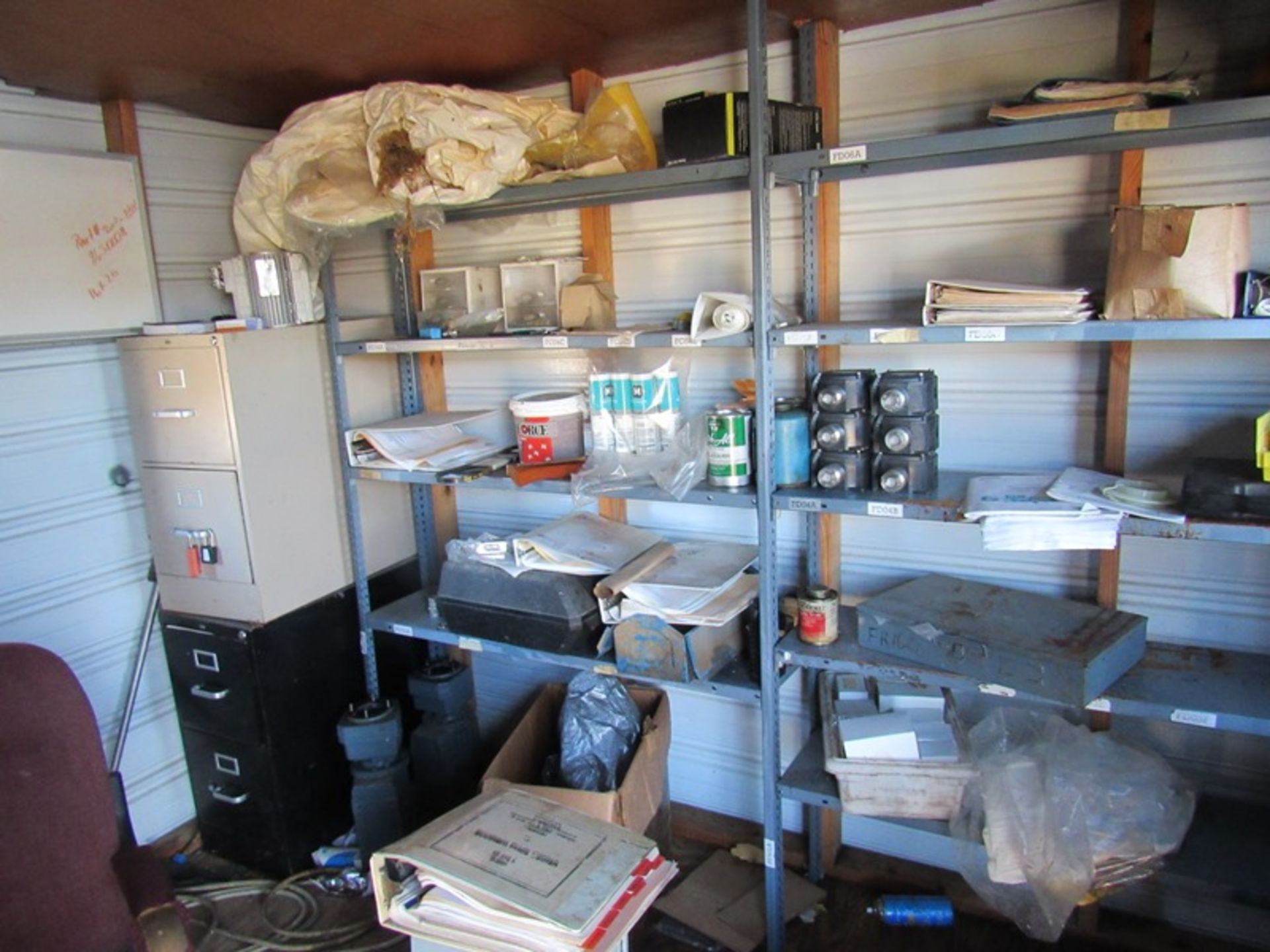 Lot Contents Refrigeration Parts Room: Respirators, Oxygen Tanks, File Cabinet, Shelving Units,