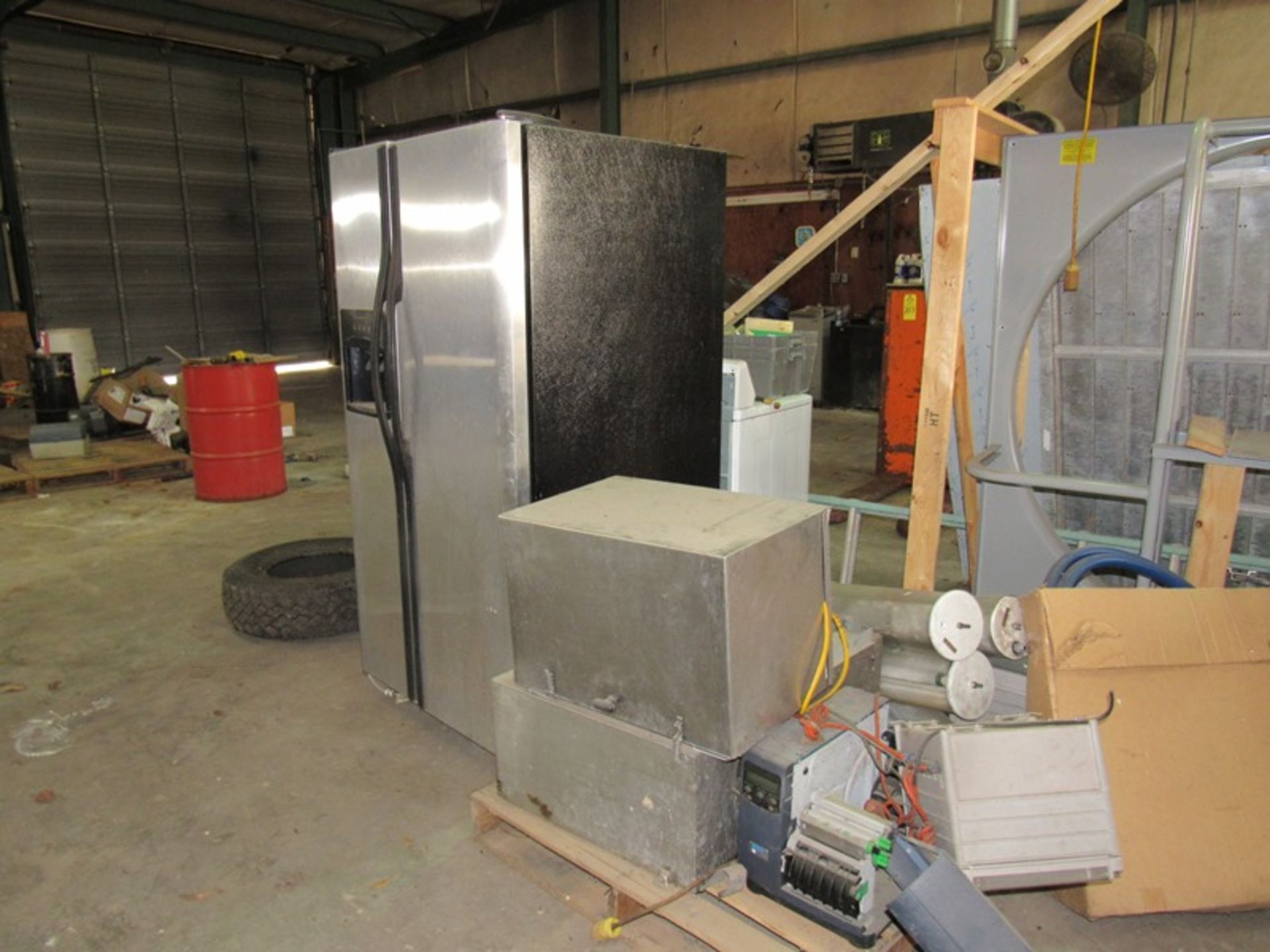 Lot Contents Garage: Refrigerators, 2-Wheel Cart, Benches, Misc. Motors, Hose Reels, Cabinets, - Image 14 of 27