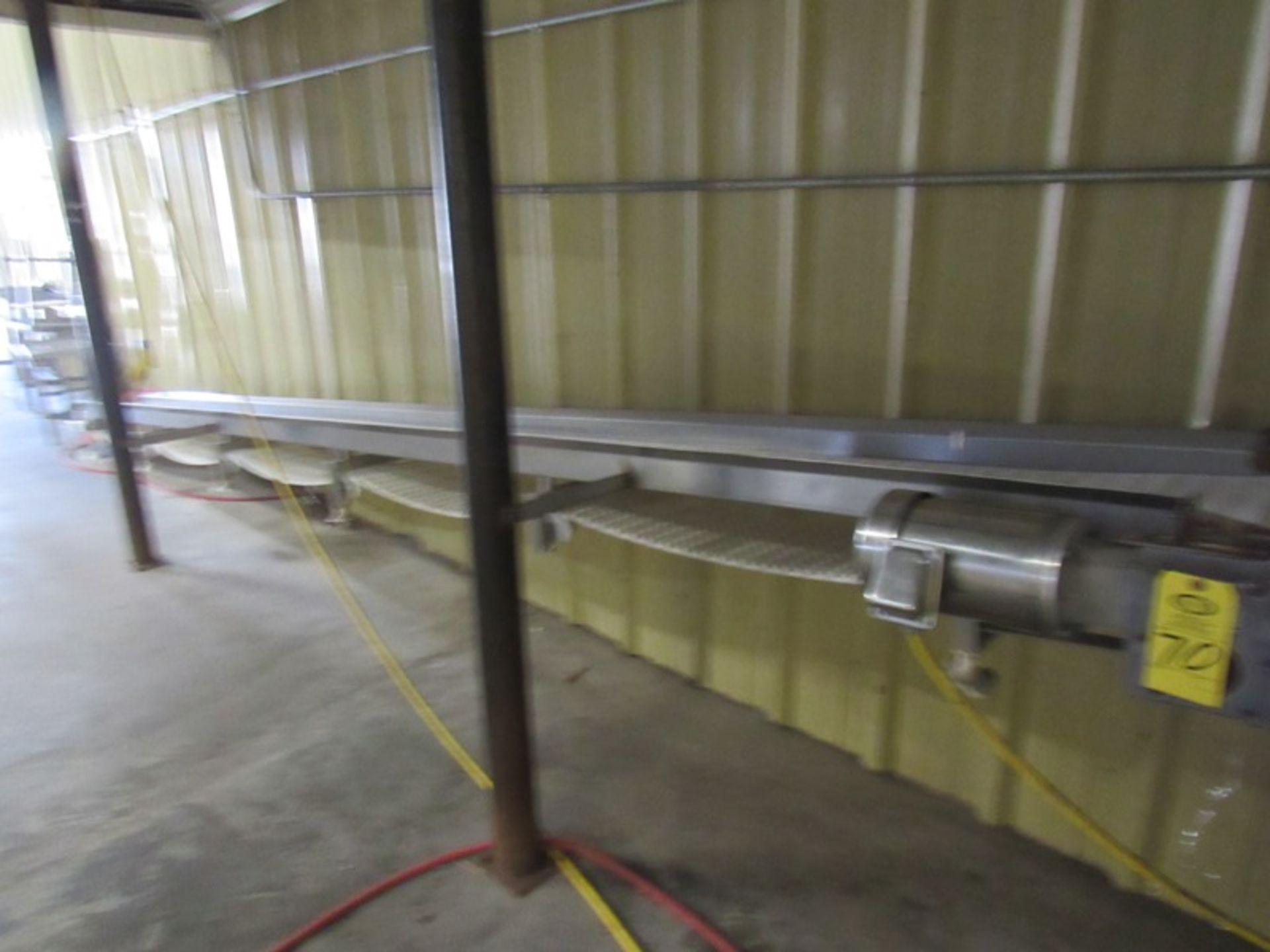 Stainless Steel Ceiling Suspend Conveyor, 12" W X 90' L, 1 h.p. motor, incline/decline (Required