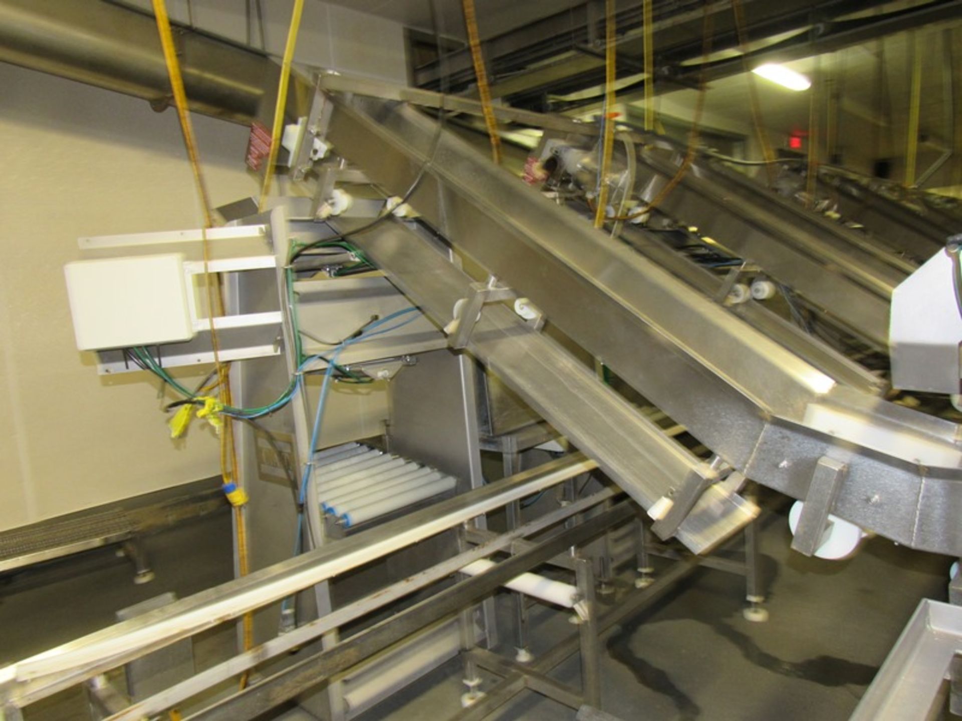 C.A.T. Single Lane Conveyor, 10" W X 48' L with inclined conveyors each side, 10" W X 9' L (no