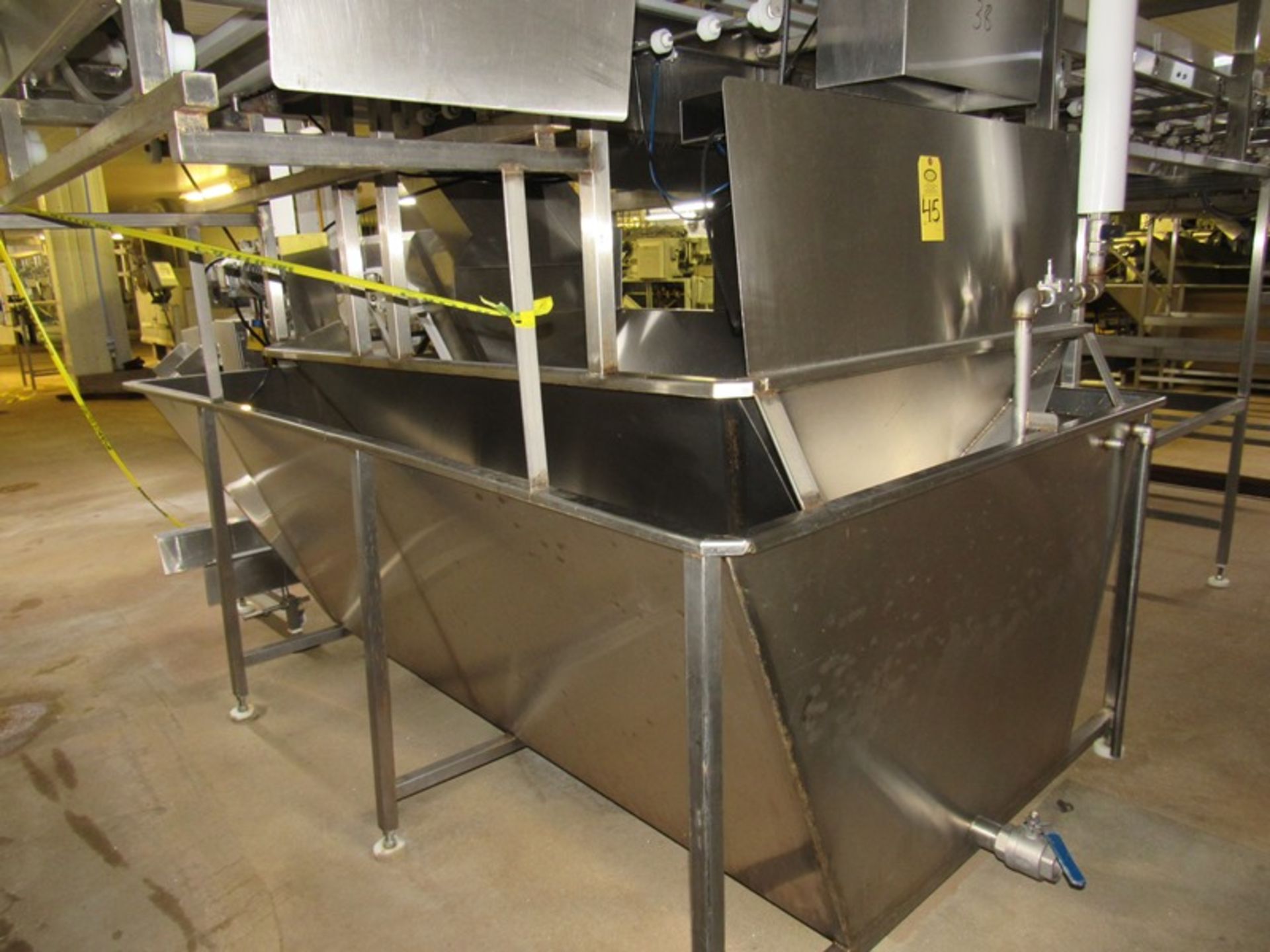 Stainless Steel Tank, 64" W X 112" L X 3' D with 16" W X 6' L incline conveyor (no belt), 1 h.p., - Image 2 of 4