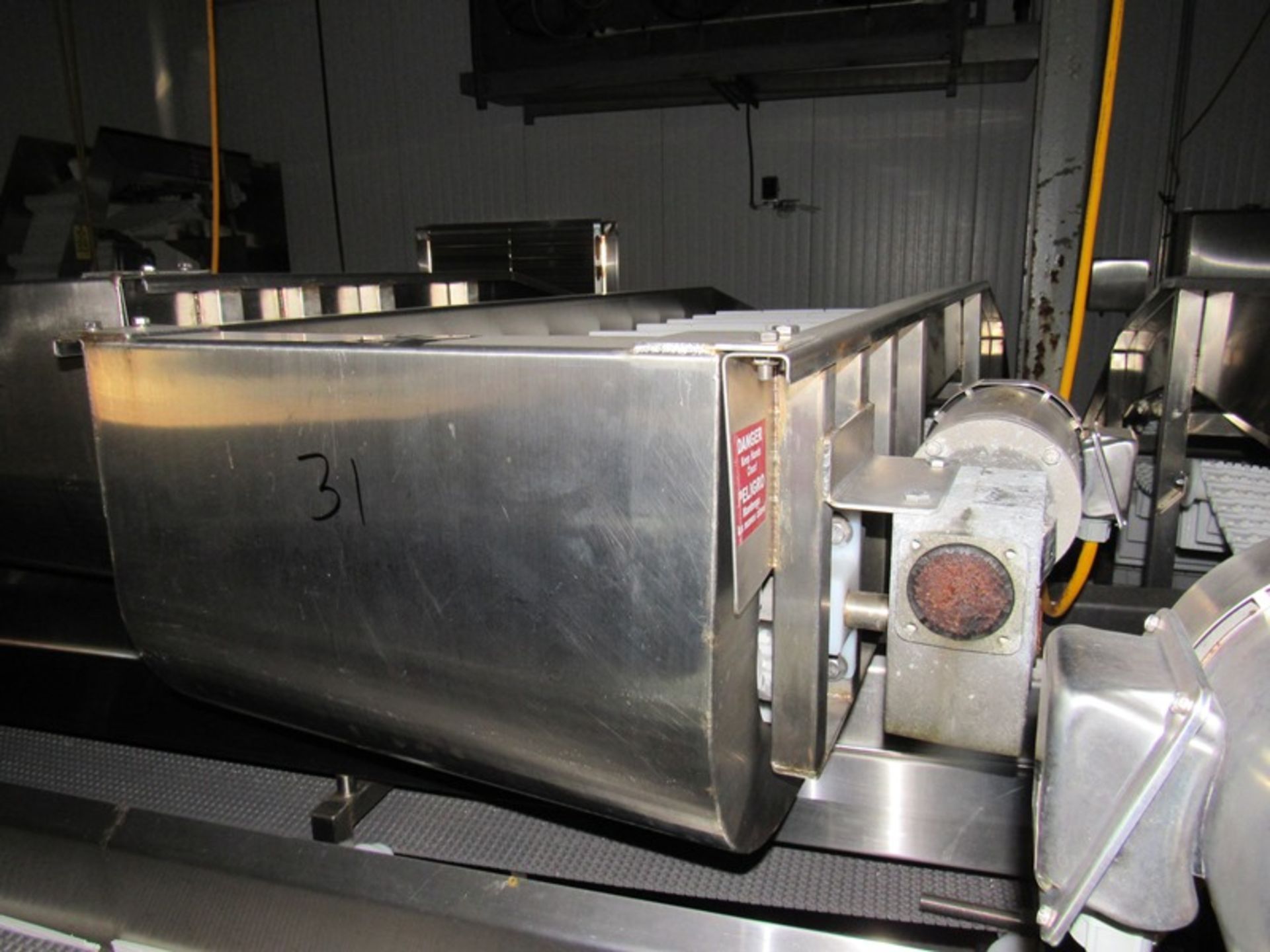 Stainless Steel Incline Conveyor, 24" W X 15' L flighted plastic belt, 4' discharge, 4" high - Image 2 of 2