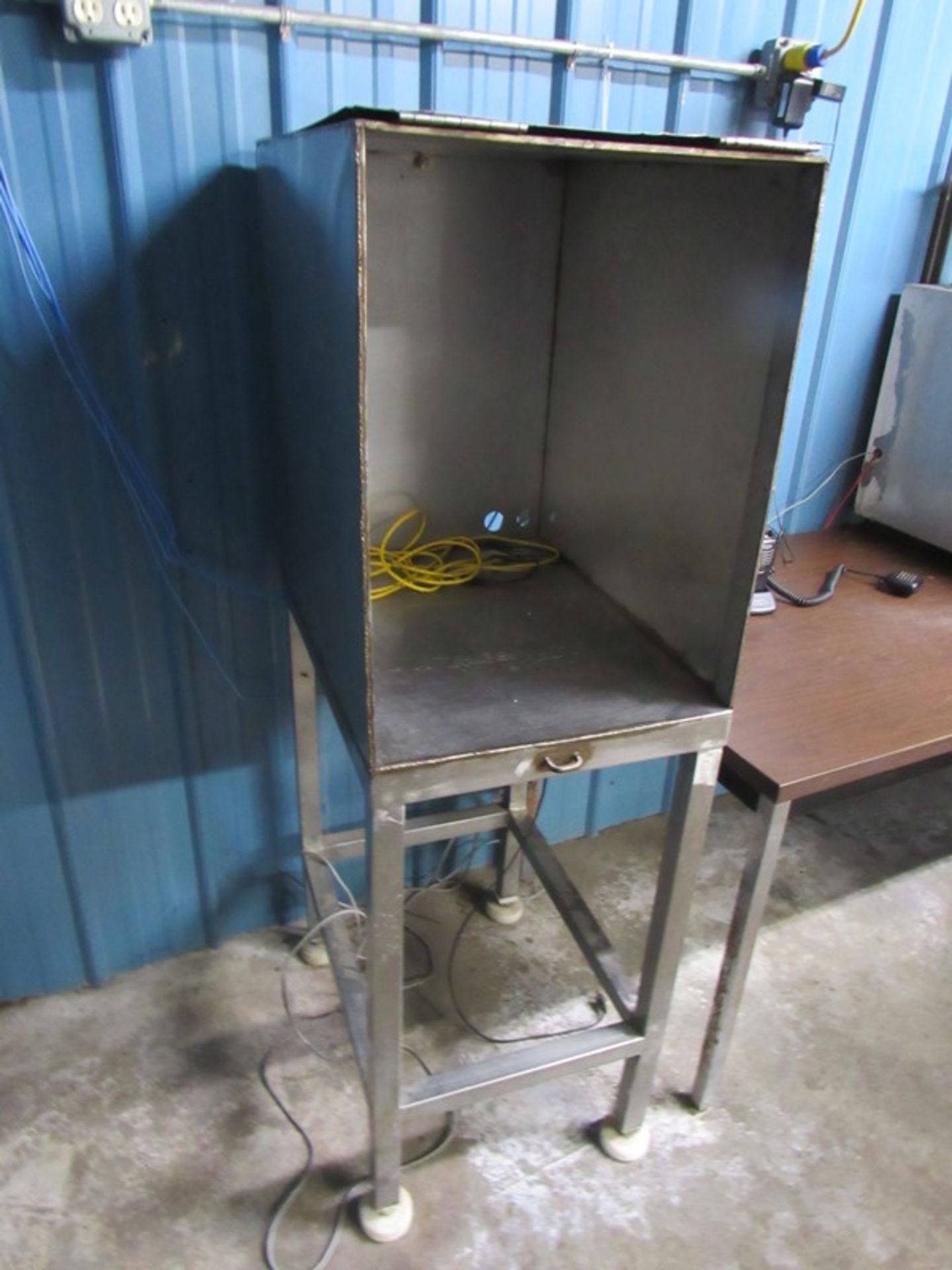 Lot Contents Box Room: File Cabinet, (2) Tables, Stainless Steel Enclosures, Accu-Weigh Dial - Image 2 of 8