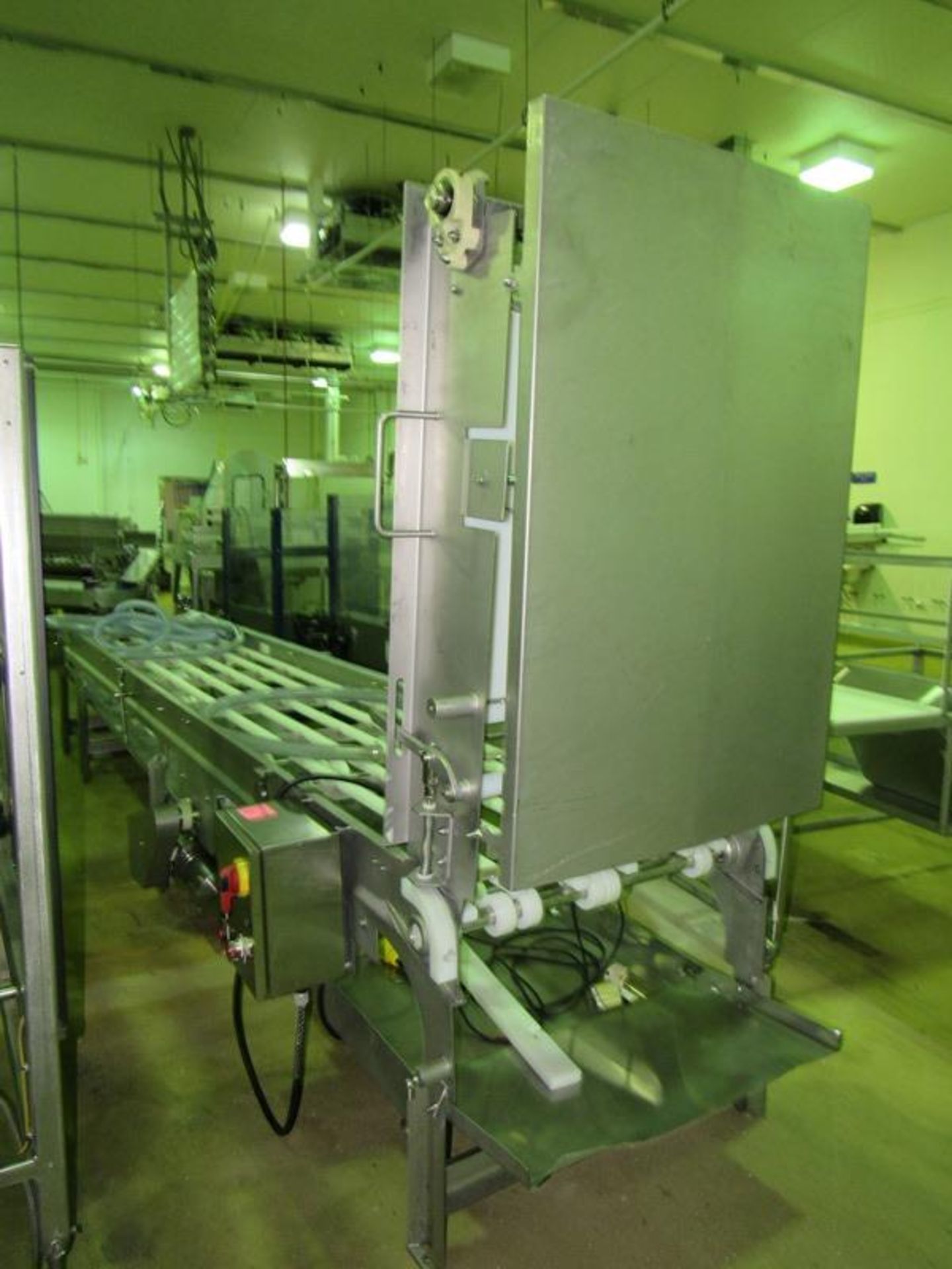 Stainless Steel Conveyor, 33" W X 22' L, (no belt) 4" long raises, stainless steel drip pan, 220 - Image 2 of 8