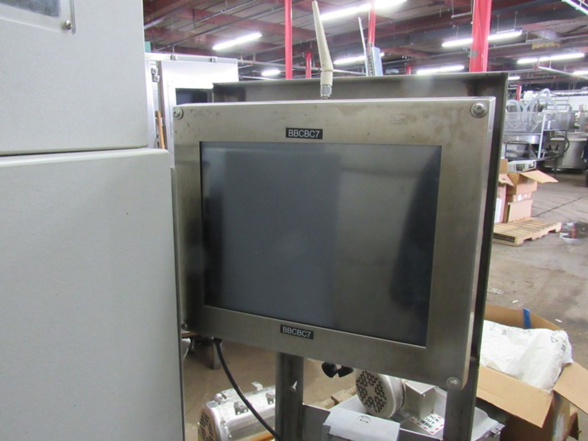 Zebra Mdl. 105SL Label Printer in enclosure, with 13" monitor, router, touchscreen keyboard on - Image 5 of 5