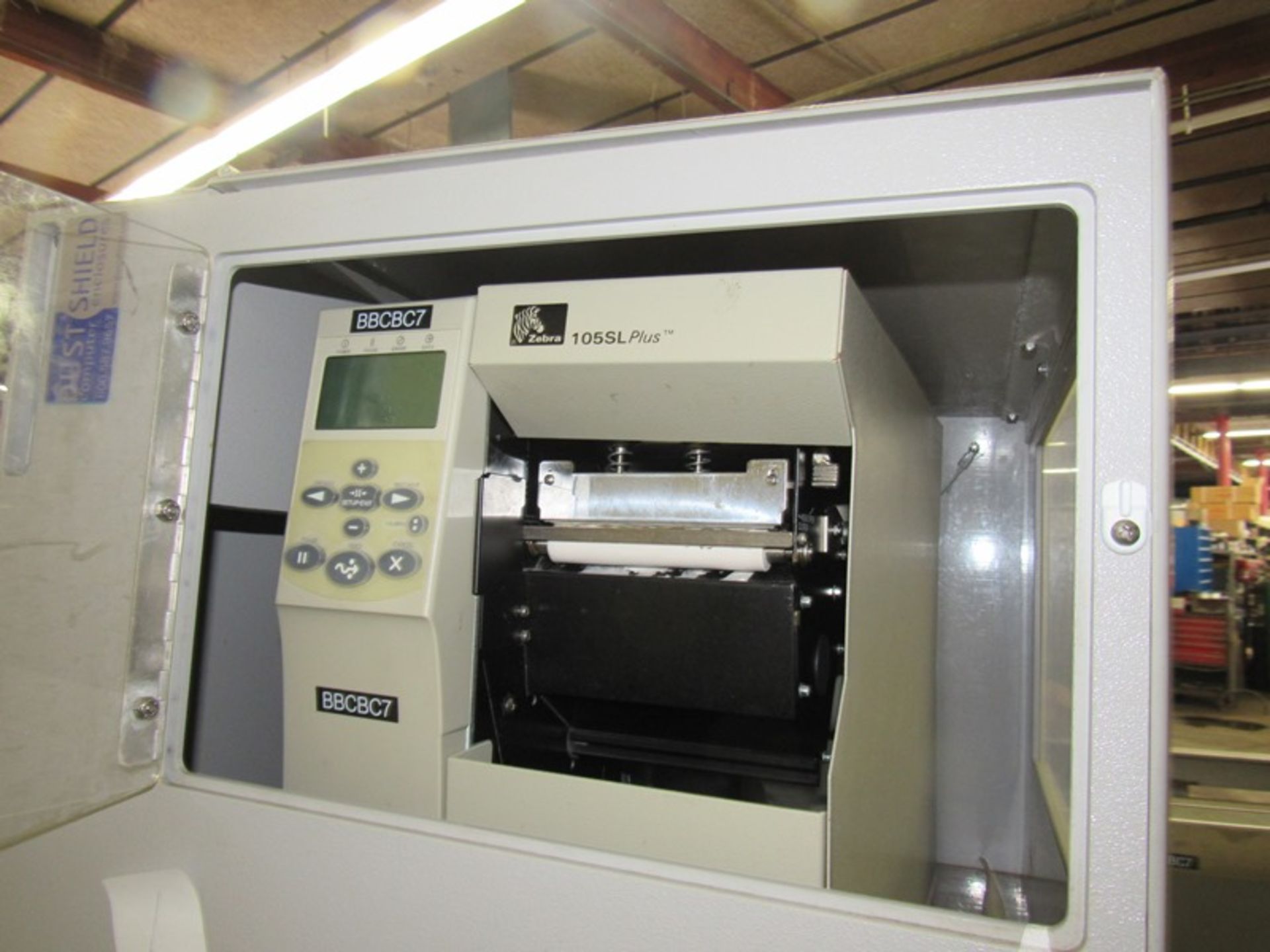 Zebra Mdl. 105SL Label Printer in enclosure, with 13" monitor, router, touchscreen keyboard on - Image 2 of 5