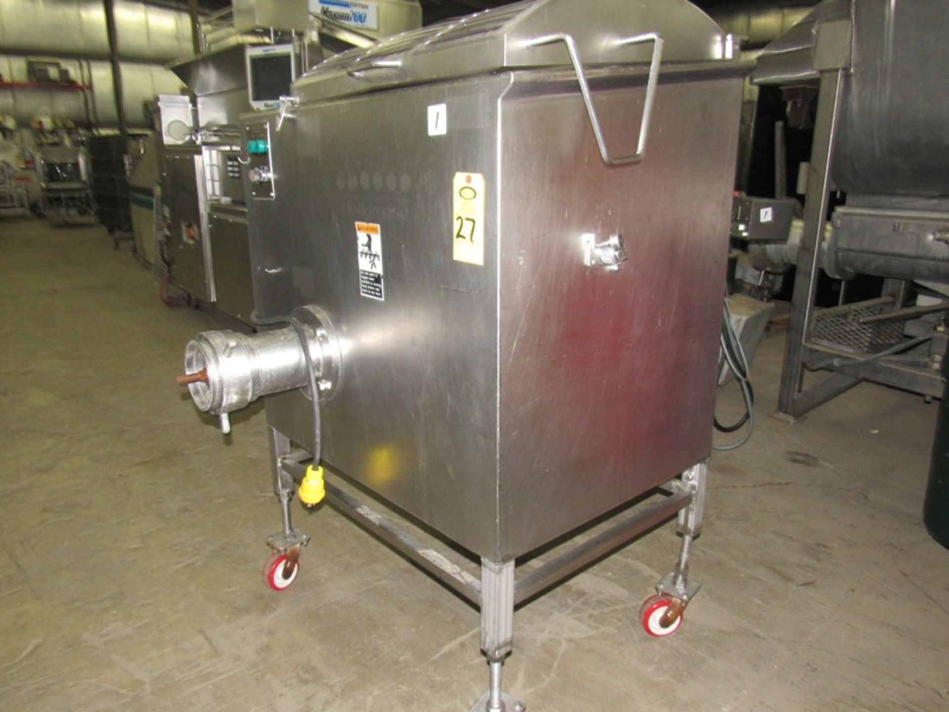 Hollymatic Stainless Steel Mixer/Grinder, 20" W X 29" L X 22" D hopper, 5" Dia. barrel, on wheels " - Image 2 of 6