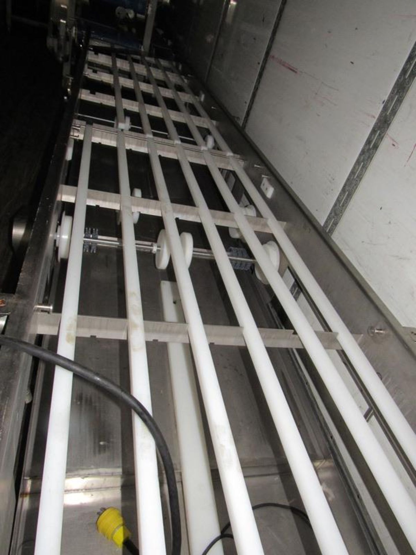 Stainless Steel Conveyor, 33" W X 22' L, (no belt) 4" long raises, stainless steel drip pan, 220 - Image 6 of 8