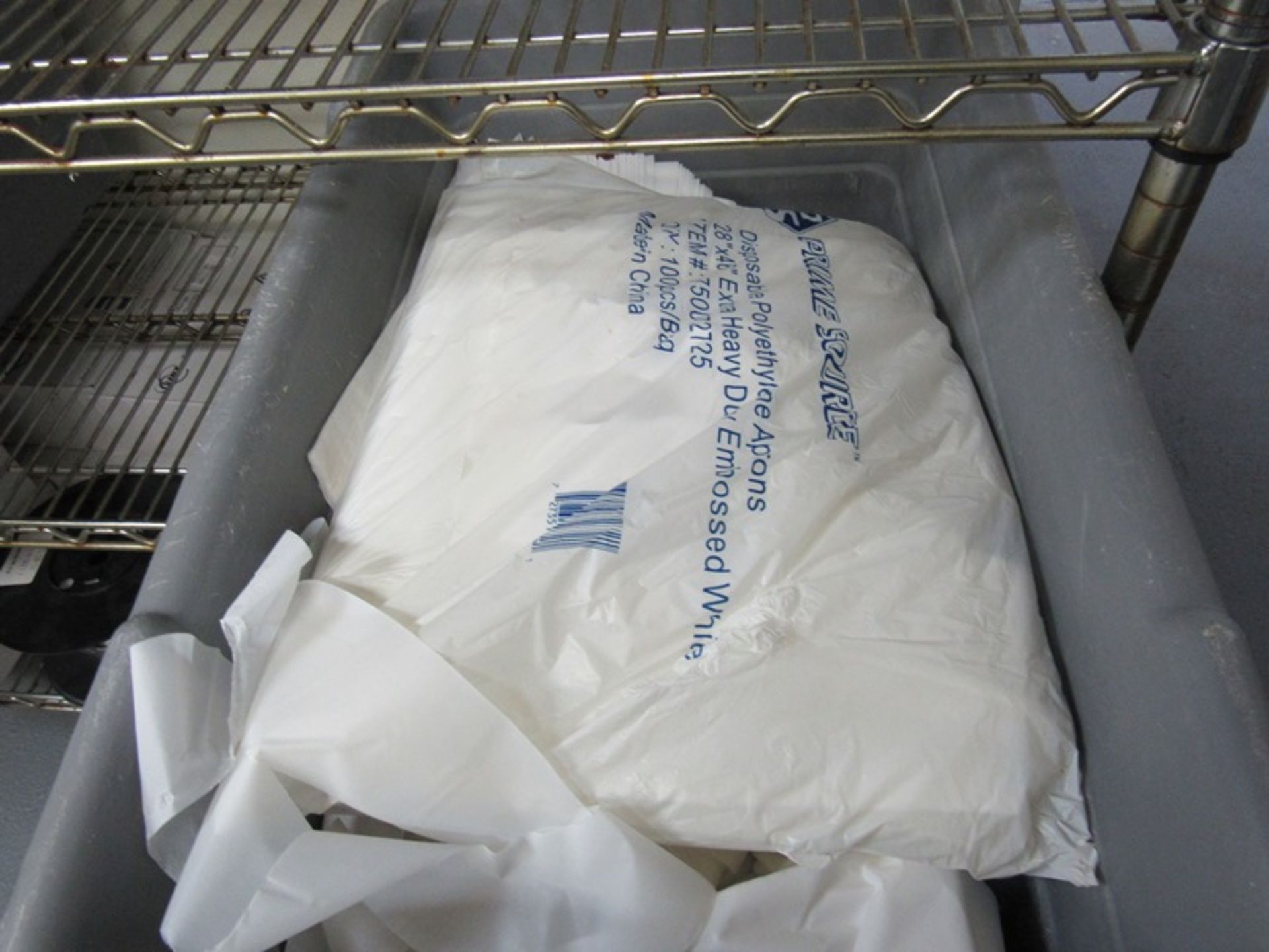 Lot Hairnets, (8) Locknane Red Vinyl Aprons, (20) Ansell Blue Vinyl Aprons (Required Loading Fee $ - Image 9 of 10