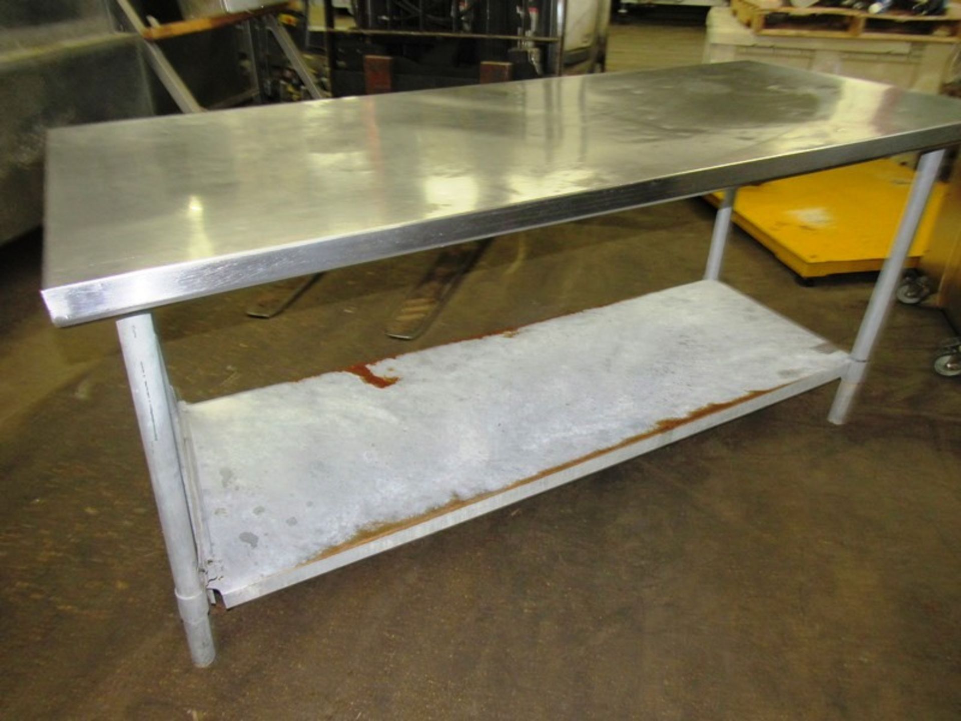 Stainless Steel Table, 30" W X 6' L X 33" T, mild steel legs & shelf - Image 2 of 2