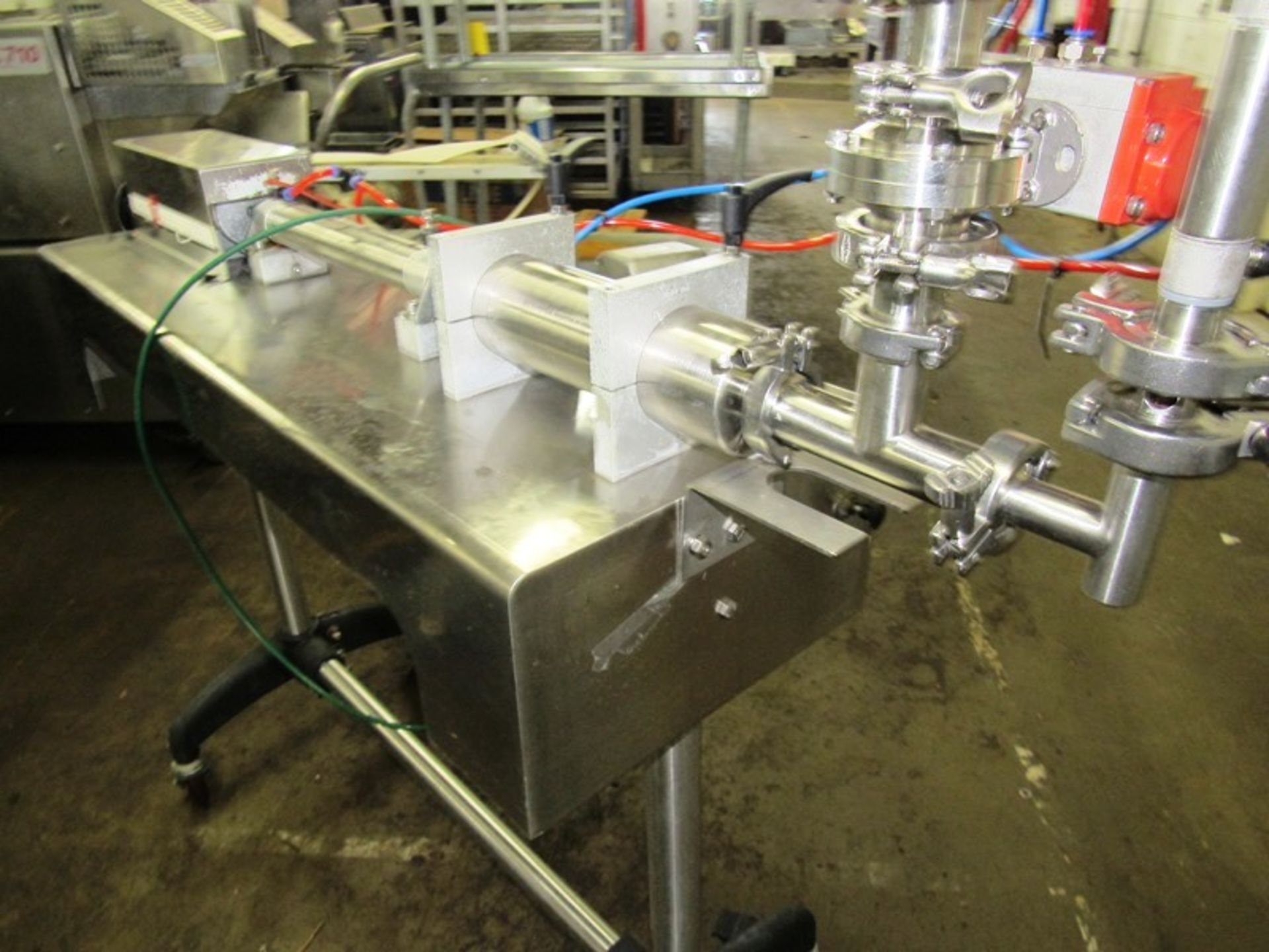 Accutek Stainless Steel Piston Filler, 13" Dia. X 18" D hopper, 12" stroke on cylinder, foot pedal - Image 5 of 6