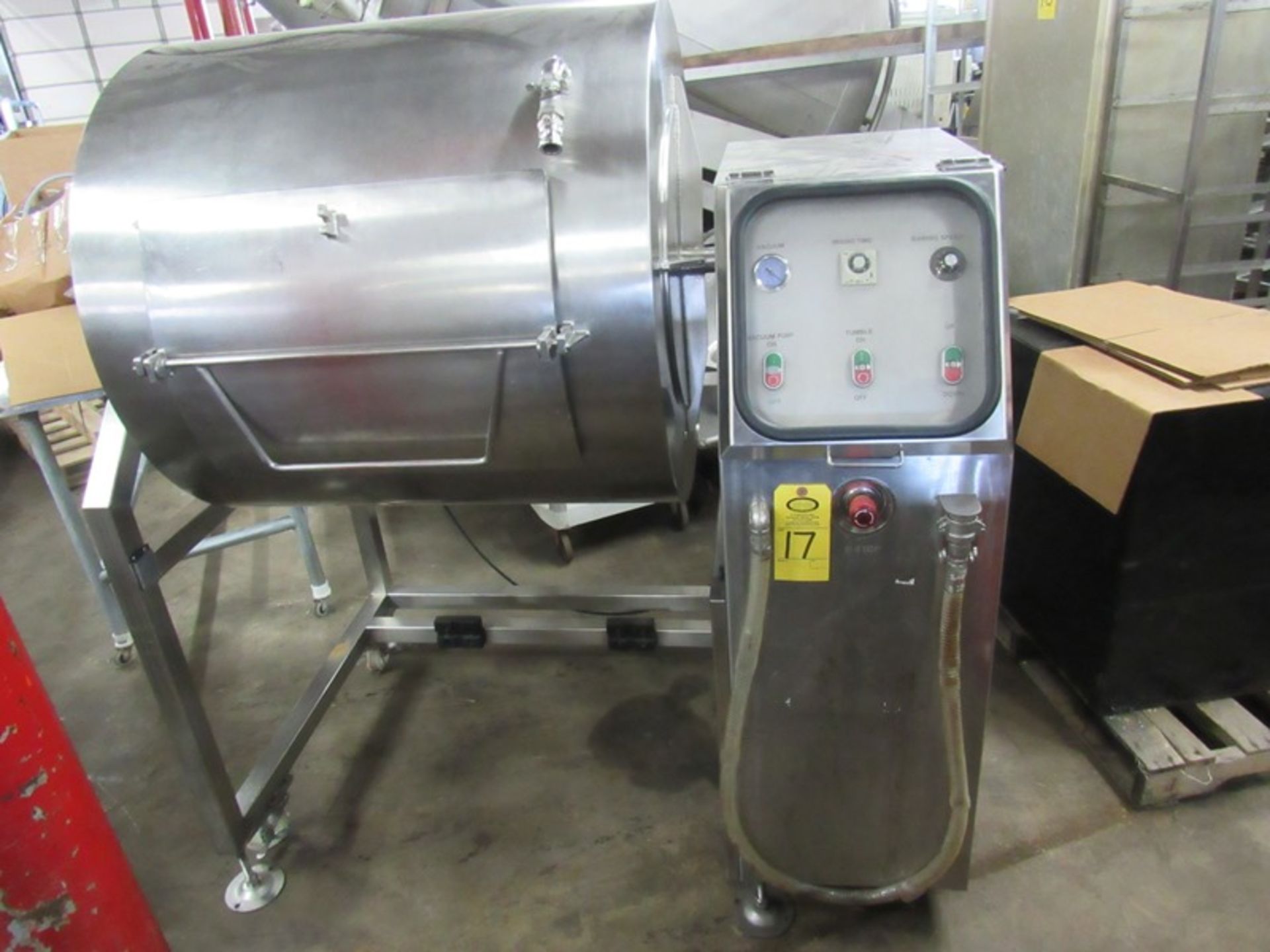 TMS Mdl. 500 Vacuum Tumbler, 34" Dia. X 34" L Drum, Busch vacuum pump, Ser. #PF16071423, Mfg.