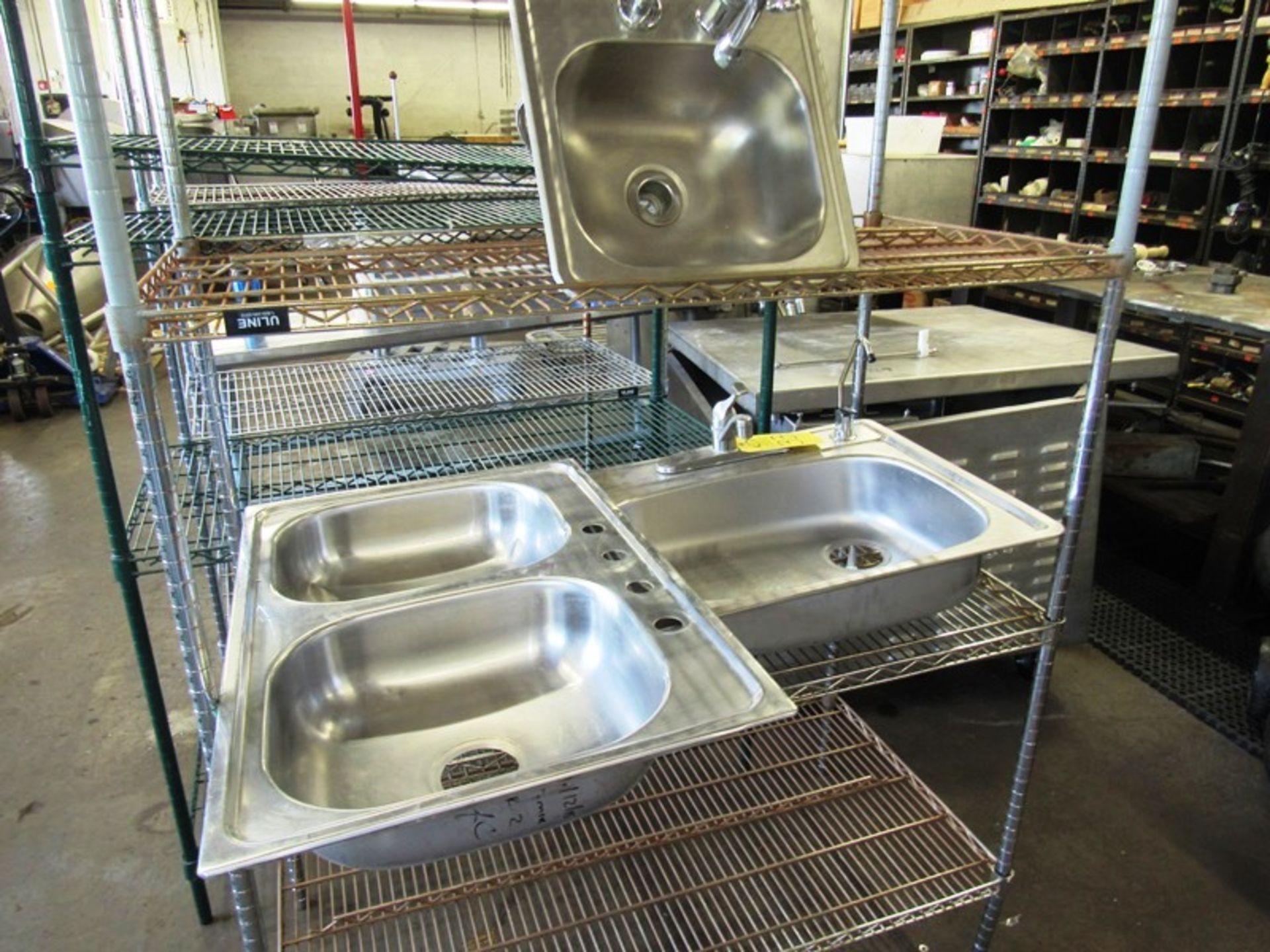 Lot of (3) Stainless Steel Sinks,(1) double tub 22" W X 33" L (dented), (1) single tub 22" W X 26" L - Image 2 of 5