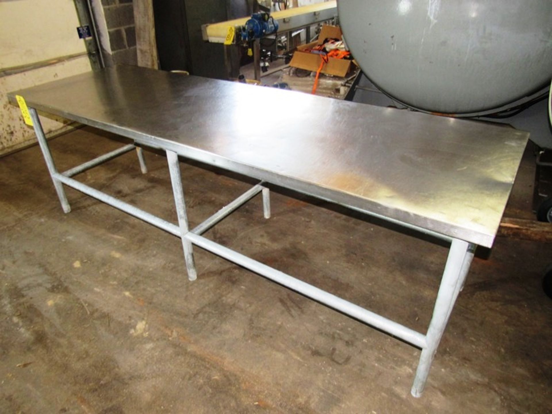 Stainless Steel Table, 30" W X 8' L X 32" T, mild steel legs