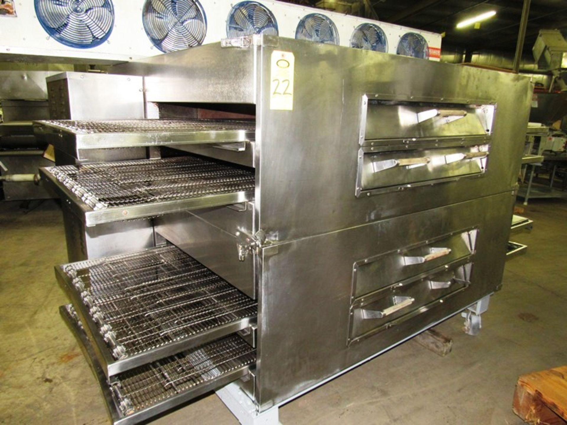 Lincoln Double Deck, 4 conveyor Impingement Oven, 32" W X 106" L, stainless steel ladder chain