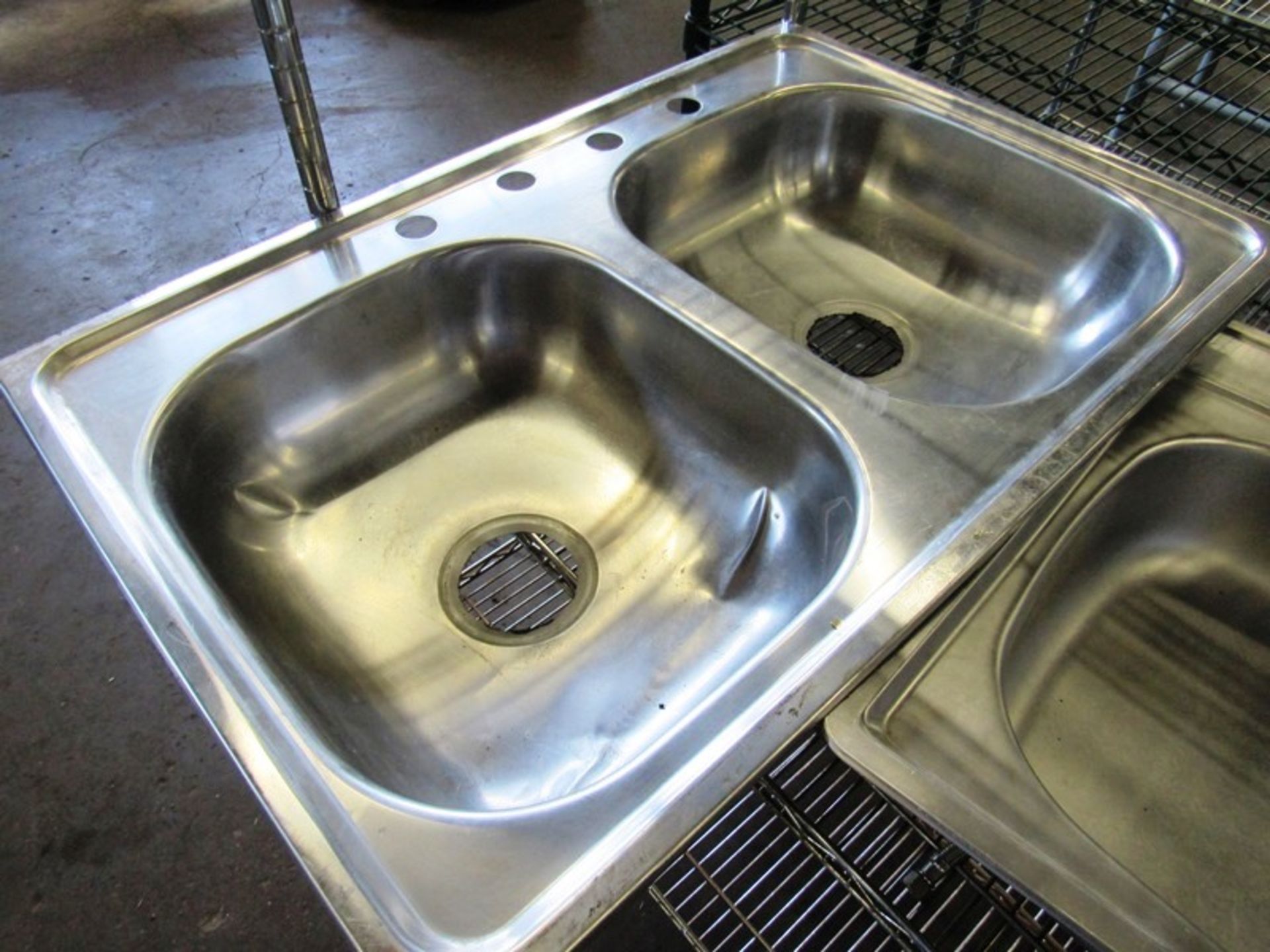 Lot of (3) Stainless Steel Sinks,(1) double tub 22" W X 33" L (dented), (1) single tub 22" W X 26" L - Image 5 of 5