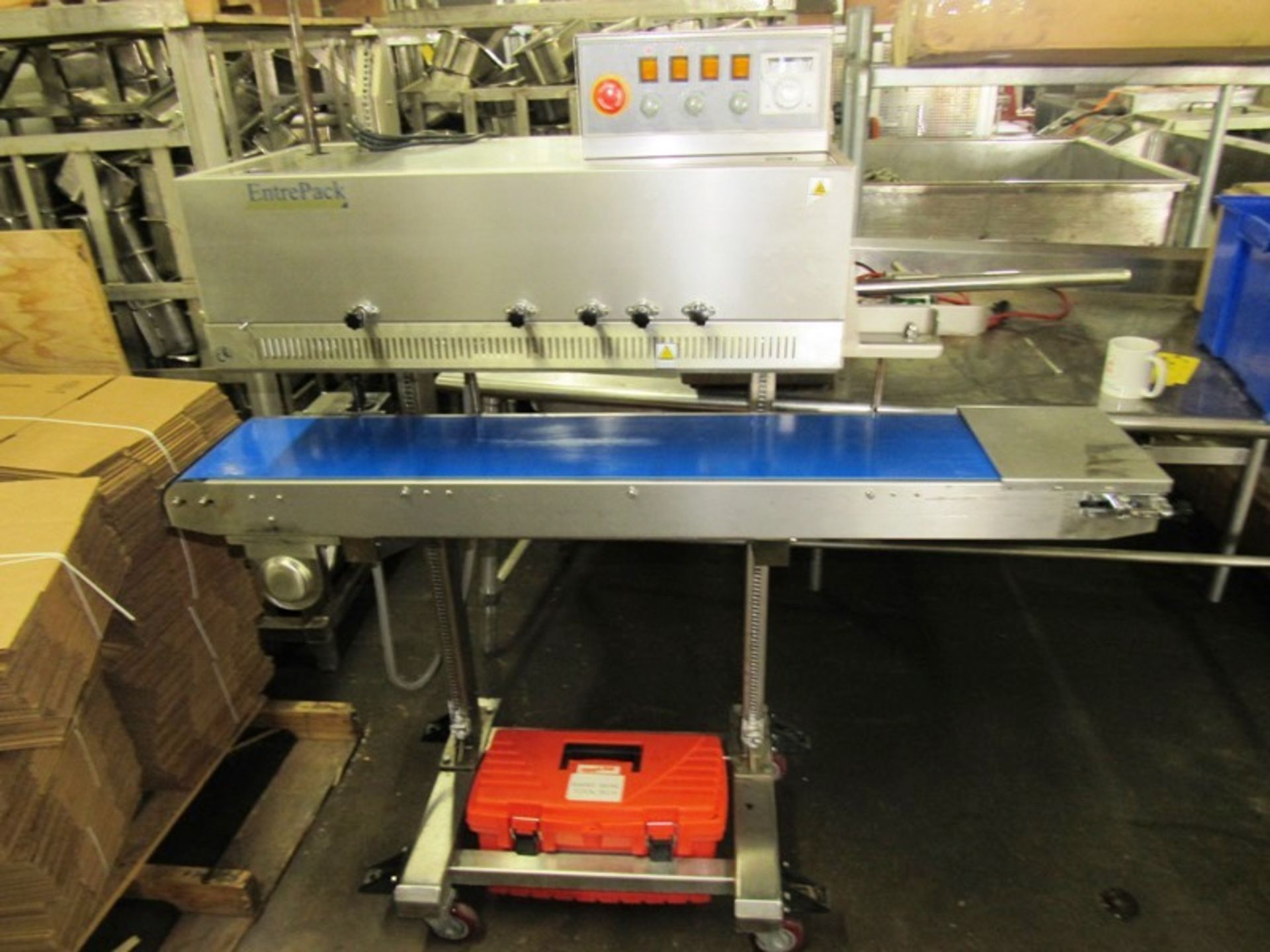 Entre Pack Portable Continuous Band Sealer, 9" W X 55" L conveyor, adjustable height, 36" long